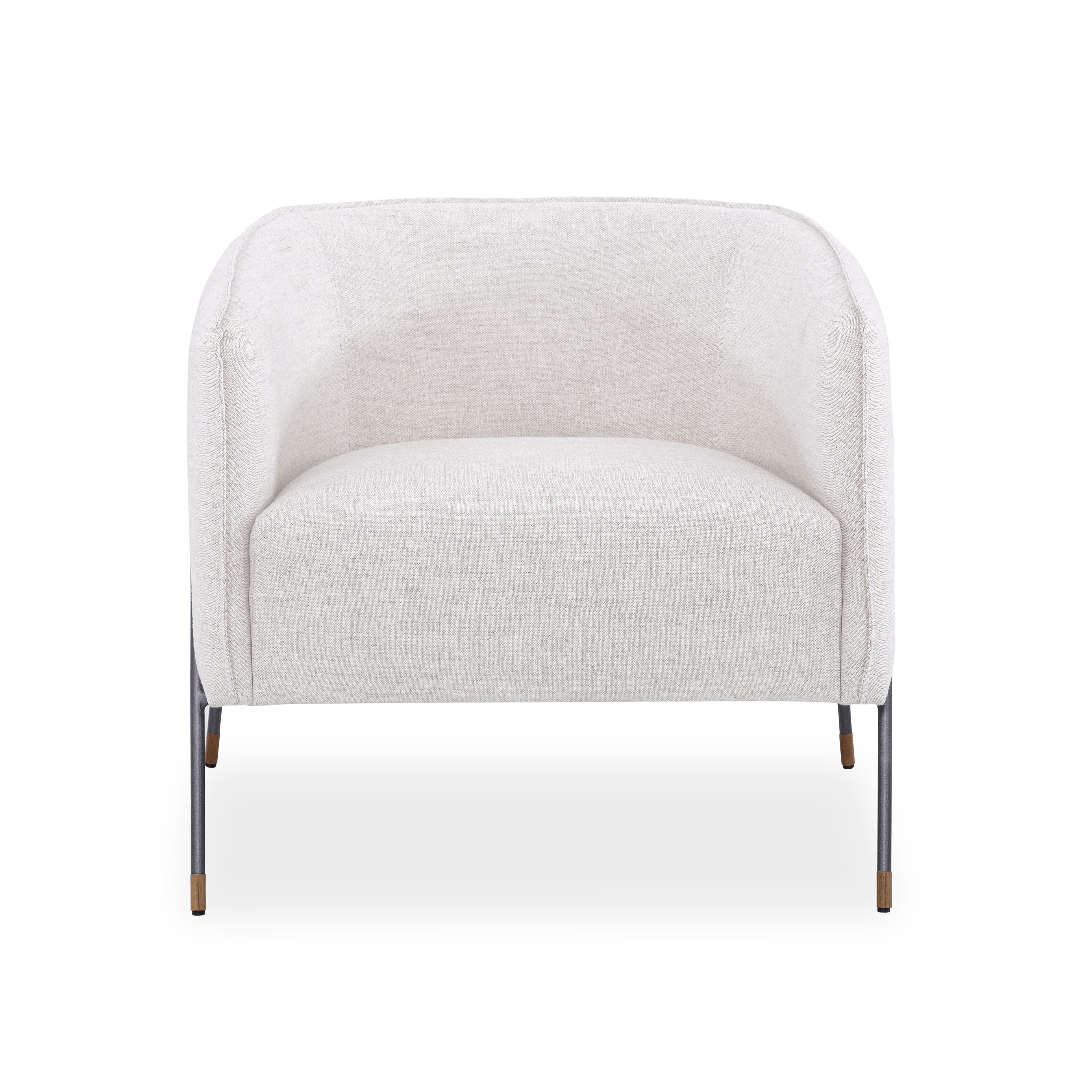 Contemporary Bella Armchair Featuring Metal Frame and Ivory Fabric For Sale 13