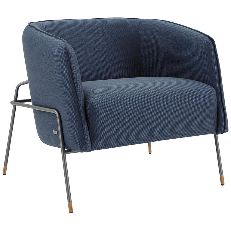 Contemporary Bella Armchair Featuring Metal Frame and Navy Fabric For Sale  at 1stDibs | poltrona bella uultis, bella swivel chair