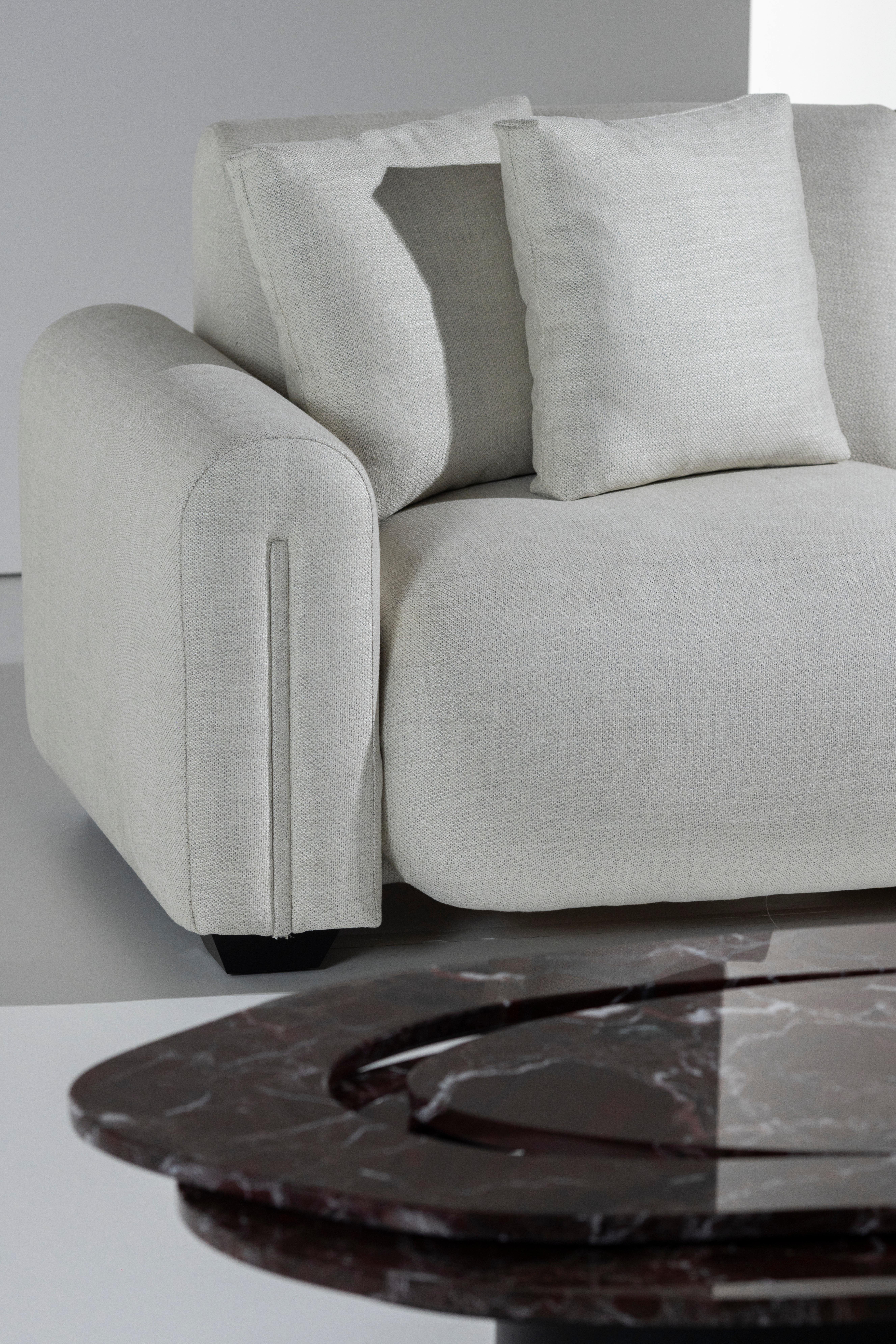 Mesa de centro contemporánea Benagil, mármol Rosso Levanto, hecha a mano por Greenapple en venta 3