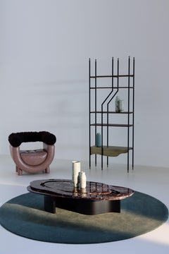 Table basse contemporaine Benagil, marbre Rosso Levanto, fait main par Greenapple