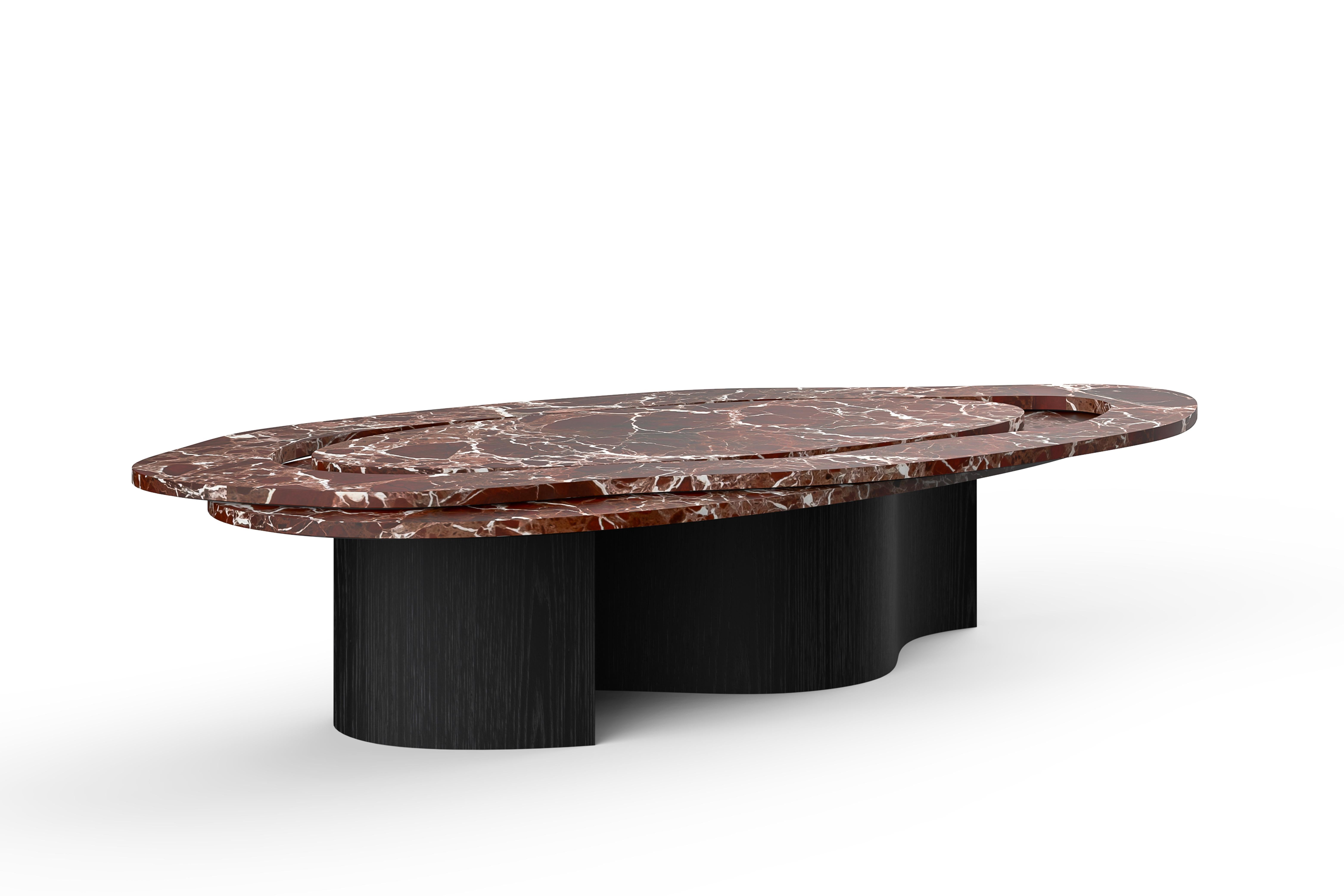 Portuguese Contemporary Benagil Coffee Table, Rosso Levanto Marble, Handmade by Greenapple For Sale