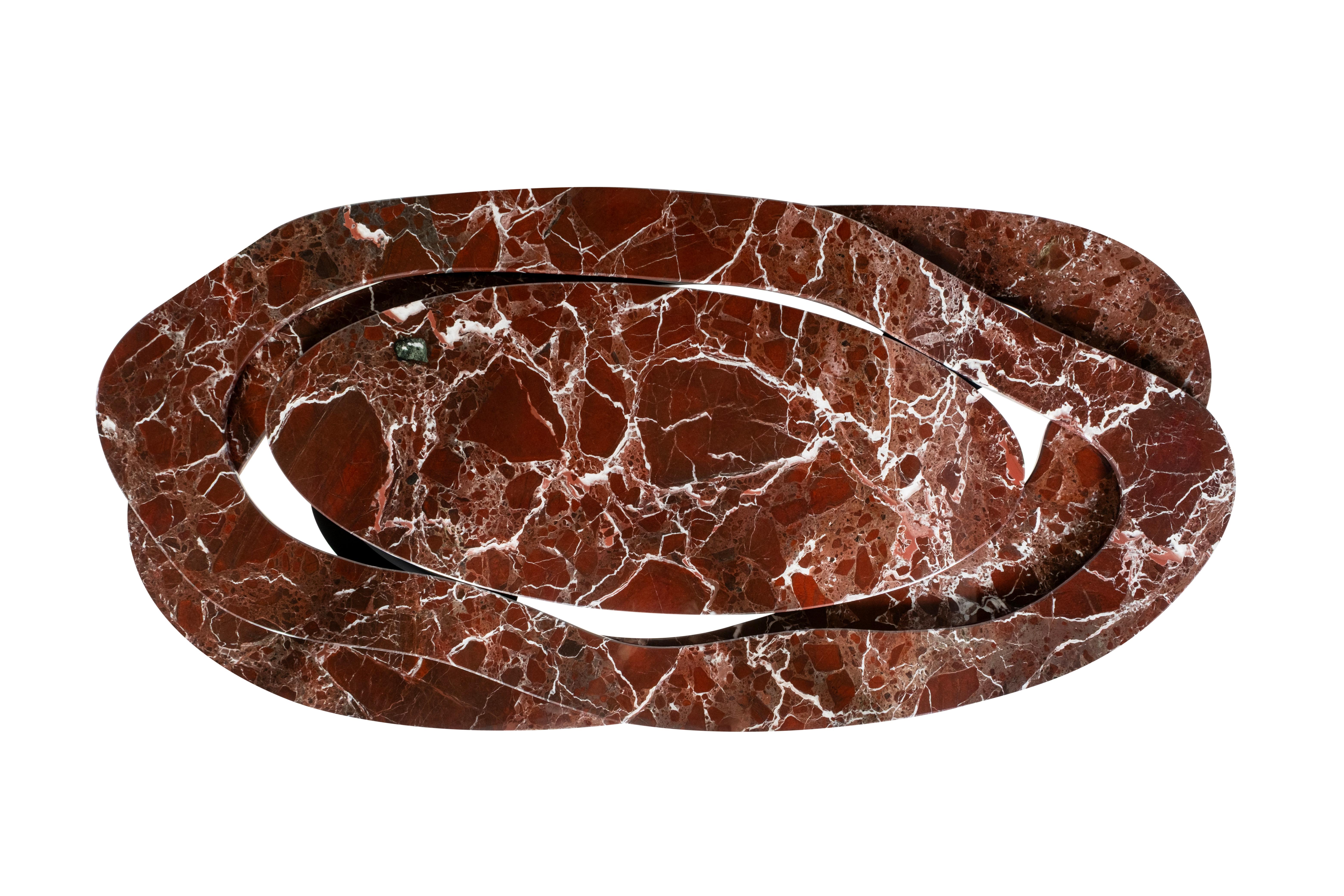 Mesa de centro contemporánea Benagil, mármol Rosso Levanto, hecha a mano por Greenapple Portugués en venta