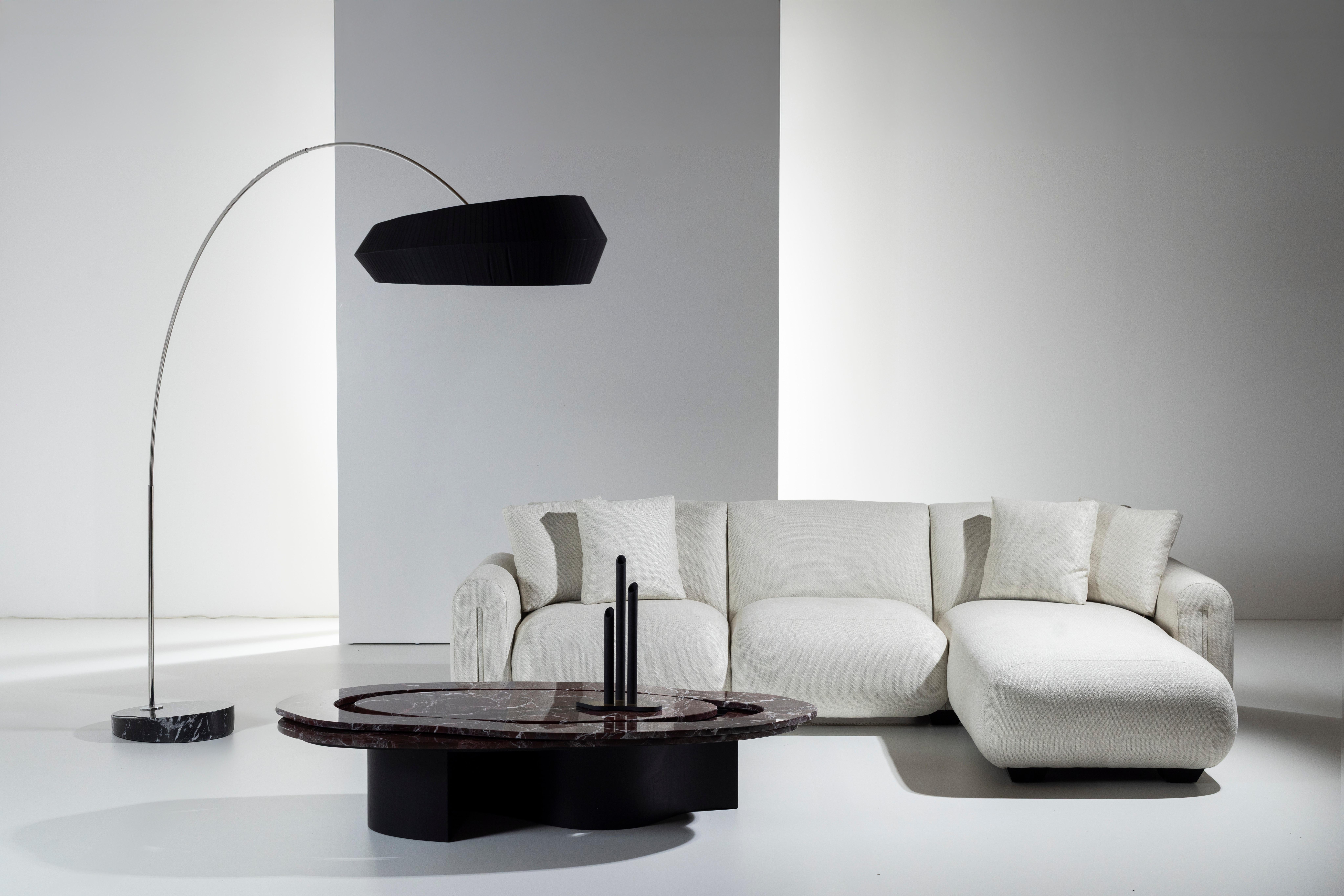 Mesa de centro contemporánea Benagil, mármol Rosso Levanto, hecha a mano por Greenapple en venta 1