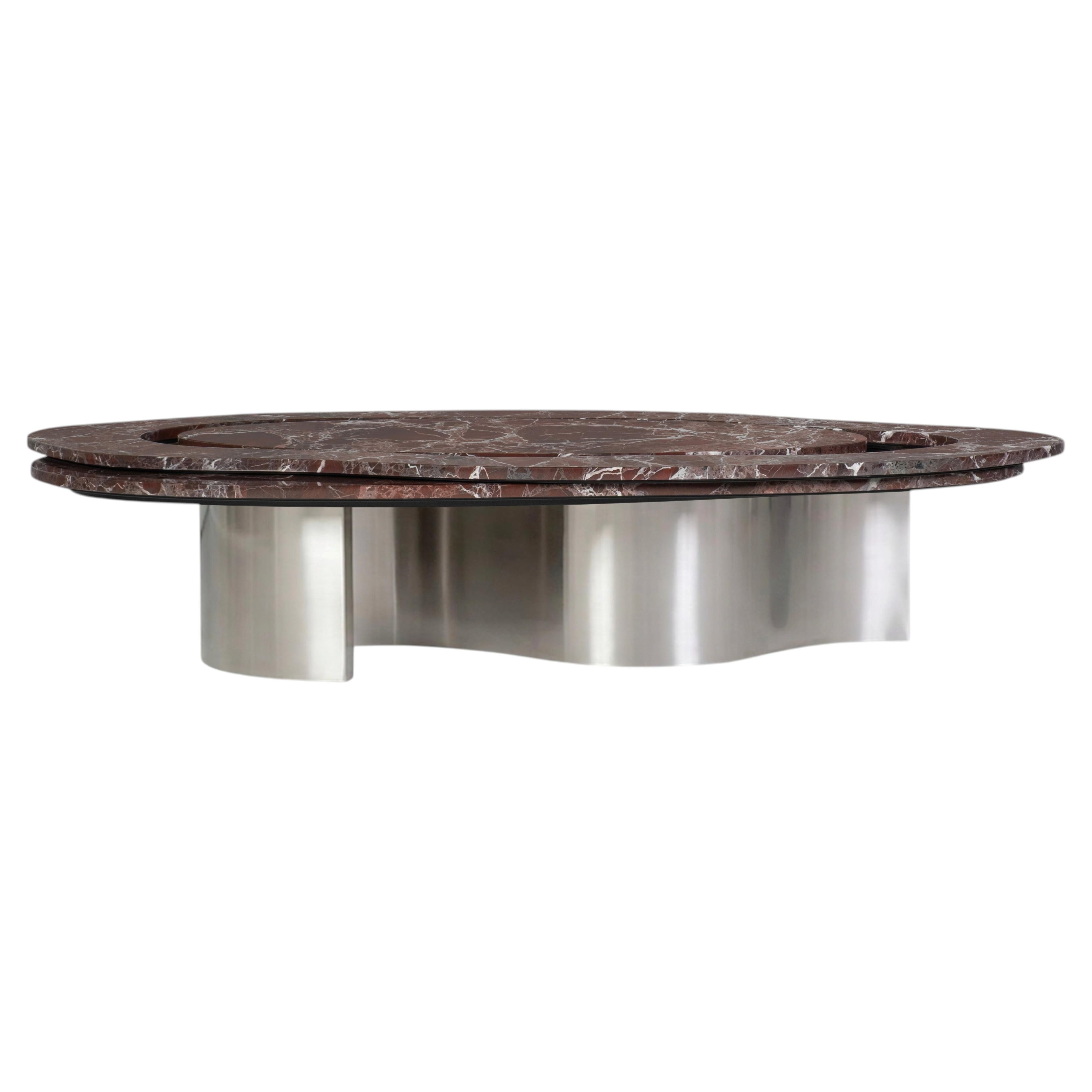 Contemporary Benagil Marble Coffee Table, Rosso Levanto, Handmade by Greenapple