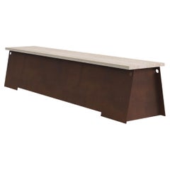 Contemporary Bench '64' by FRAMA, Corten Steel/Travertine