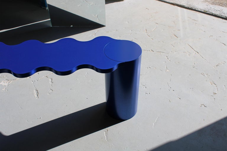 Aluminum Contemporary Bench Blue Aluminium Hella by Chapel Petrassi For Sale