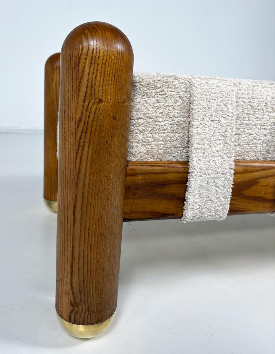 Autre Banc contemporain, laiton et Wood Wood et tissu beige, Italie en vente