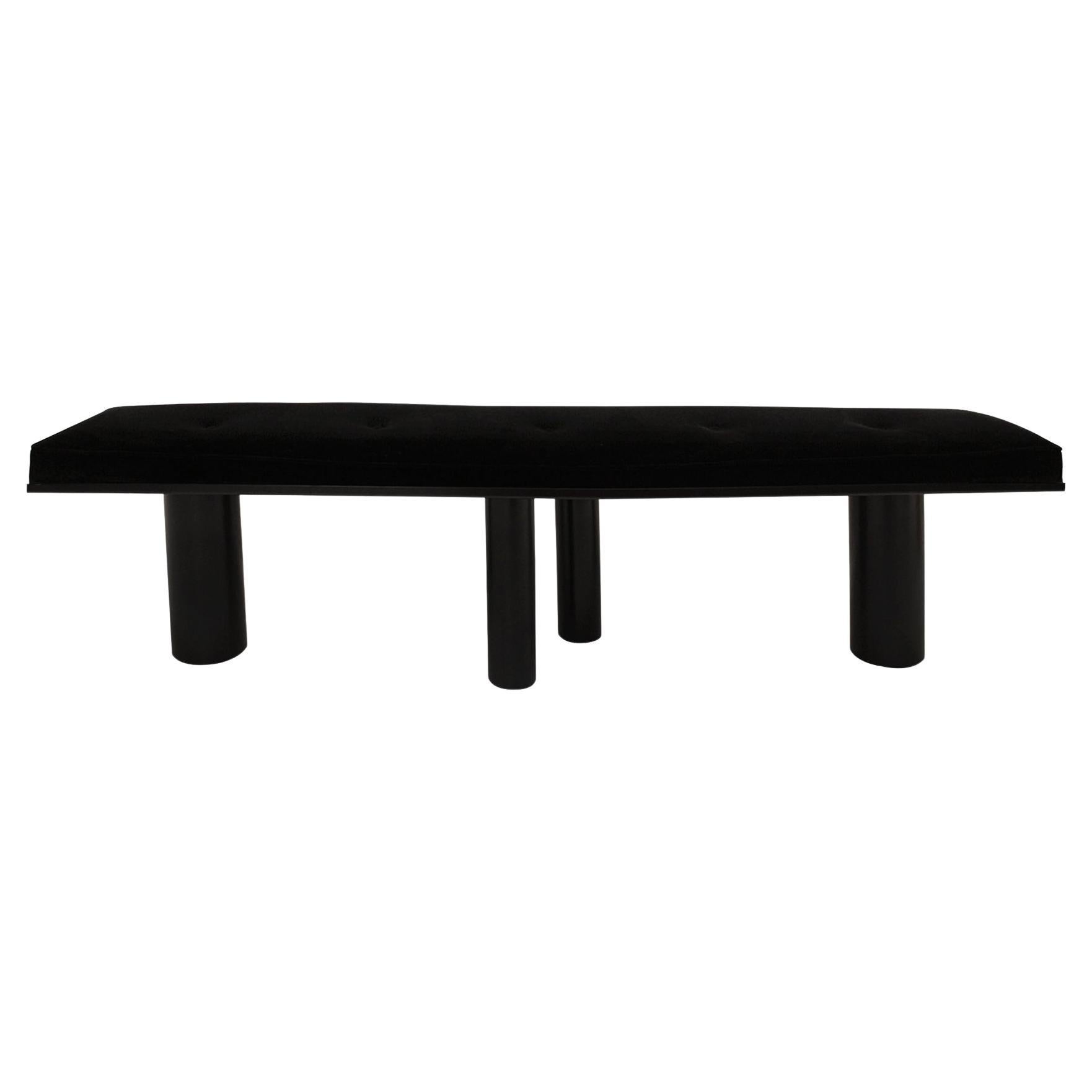 Contemporary Black Metal and Cotton Bench Designed by L.A Studio