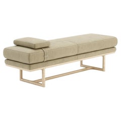 Modern Wood & Stainless Steel Bench with Cushion, Made in Portugal