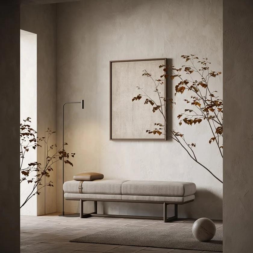 Contemporary Bench Featuring a Small Cushion For Sale 1
