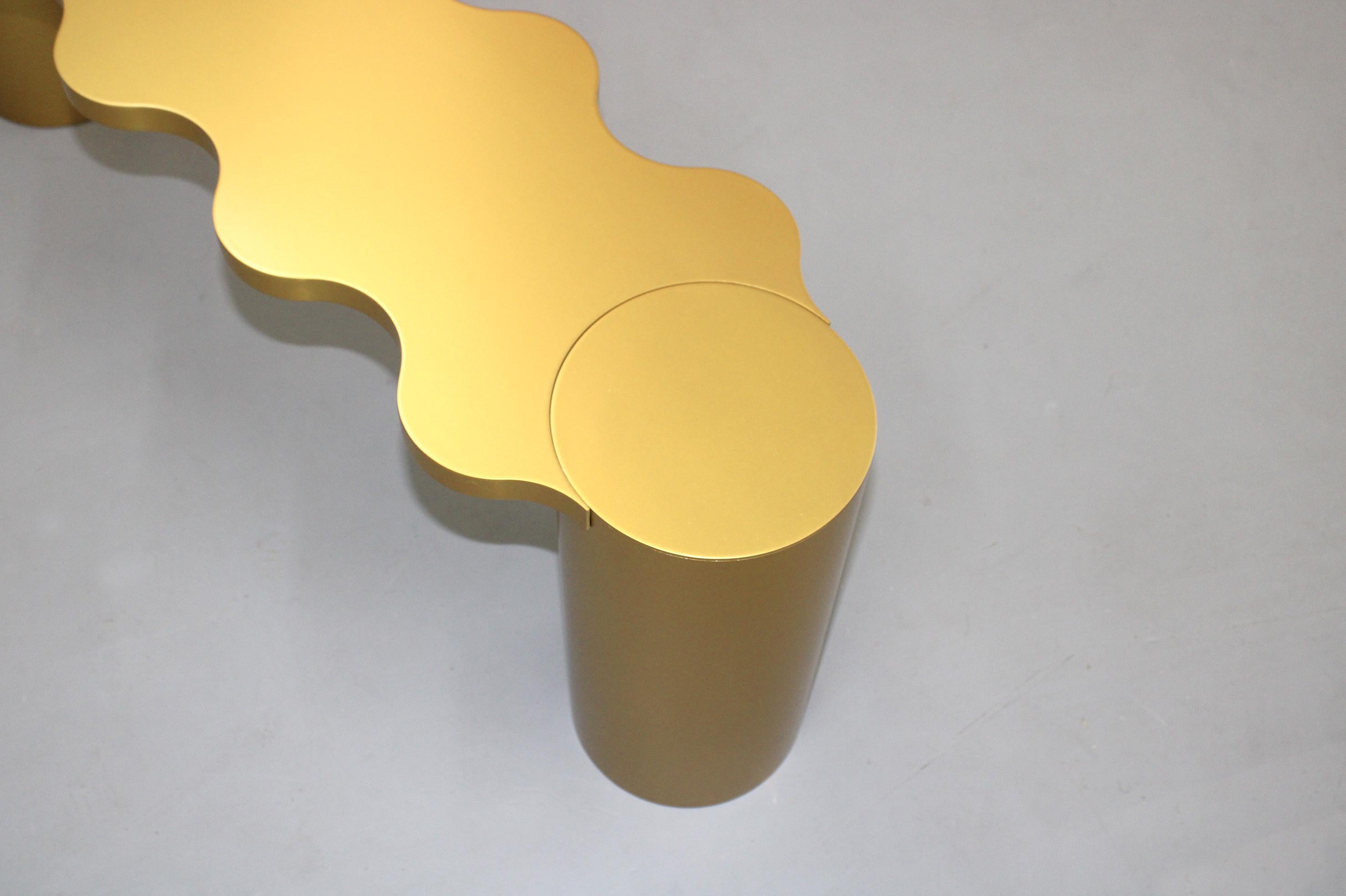 Italian Contemporary Bench Gold Aluminium Hella by Chapel Petrassi For Sale