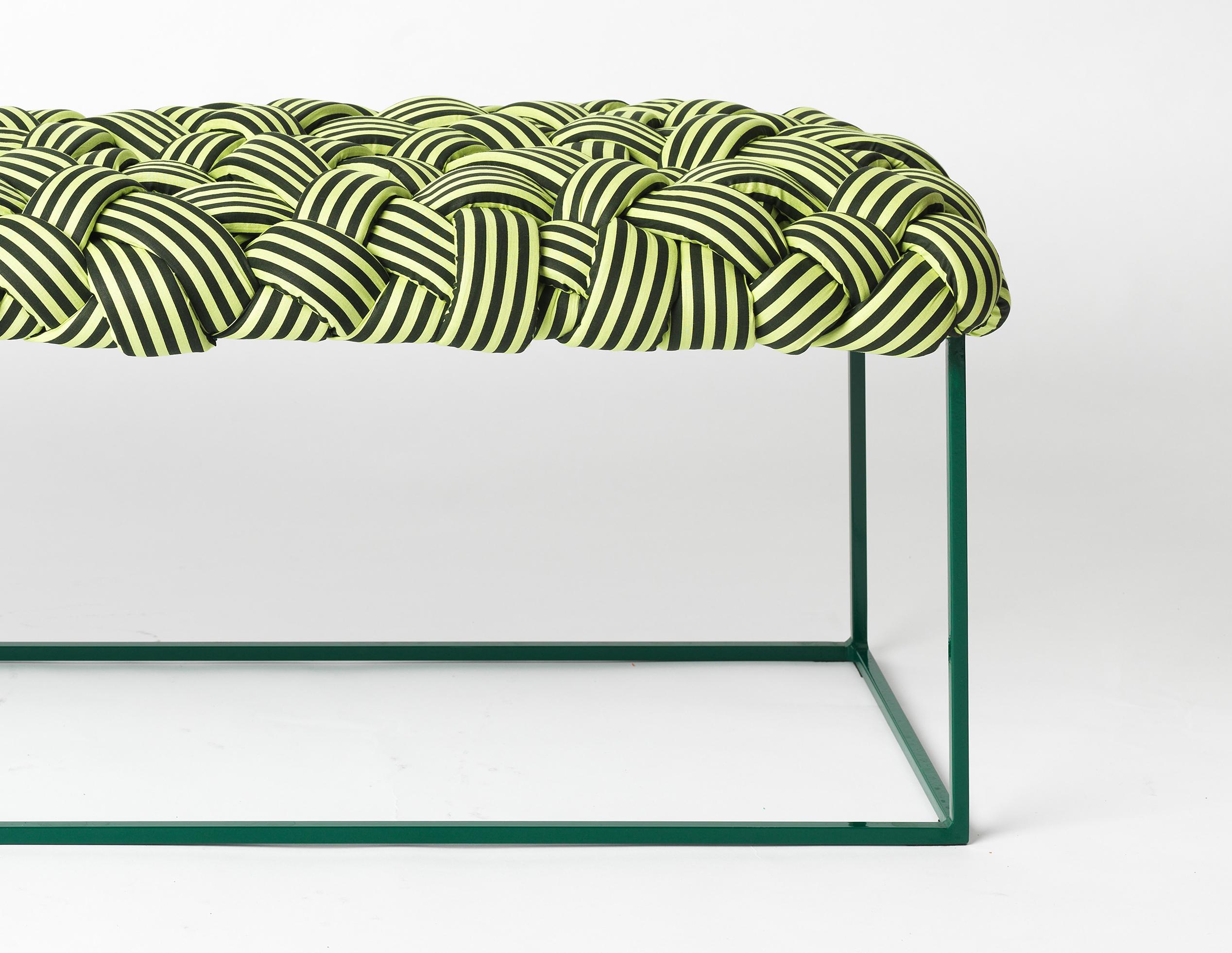 The Cloud collection was created around the concept of tress. Started in 2012 today it has a variety of pieces with different typologies .

Cloud Benches are made with cotton fabric and foam stripes, woven and stitched by hand. The metallic