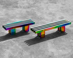Contemporary Bench, Hot Collection, Gradient Stainless Steel 'Custom Size'