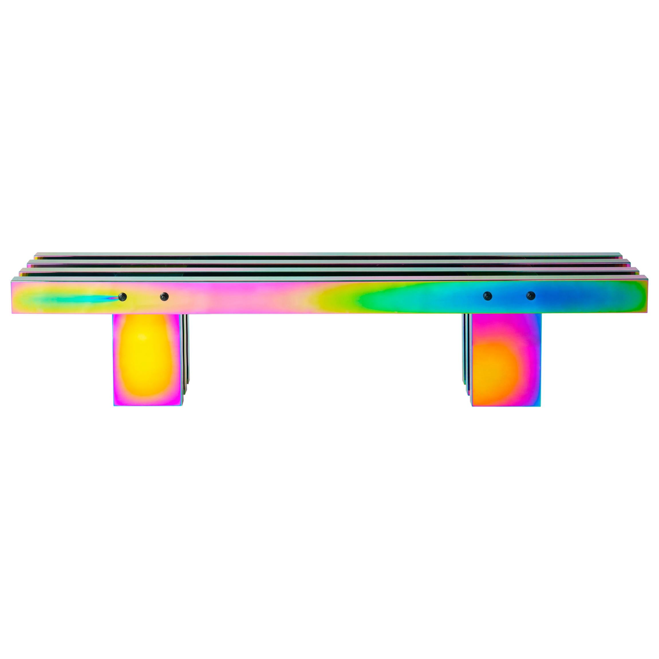 Contemporary Bench, HOT Collection, Gradient Stainless Steel 'Large' For Sale