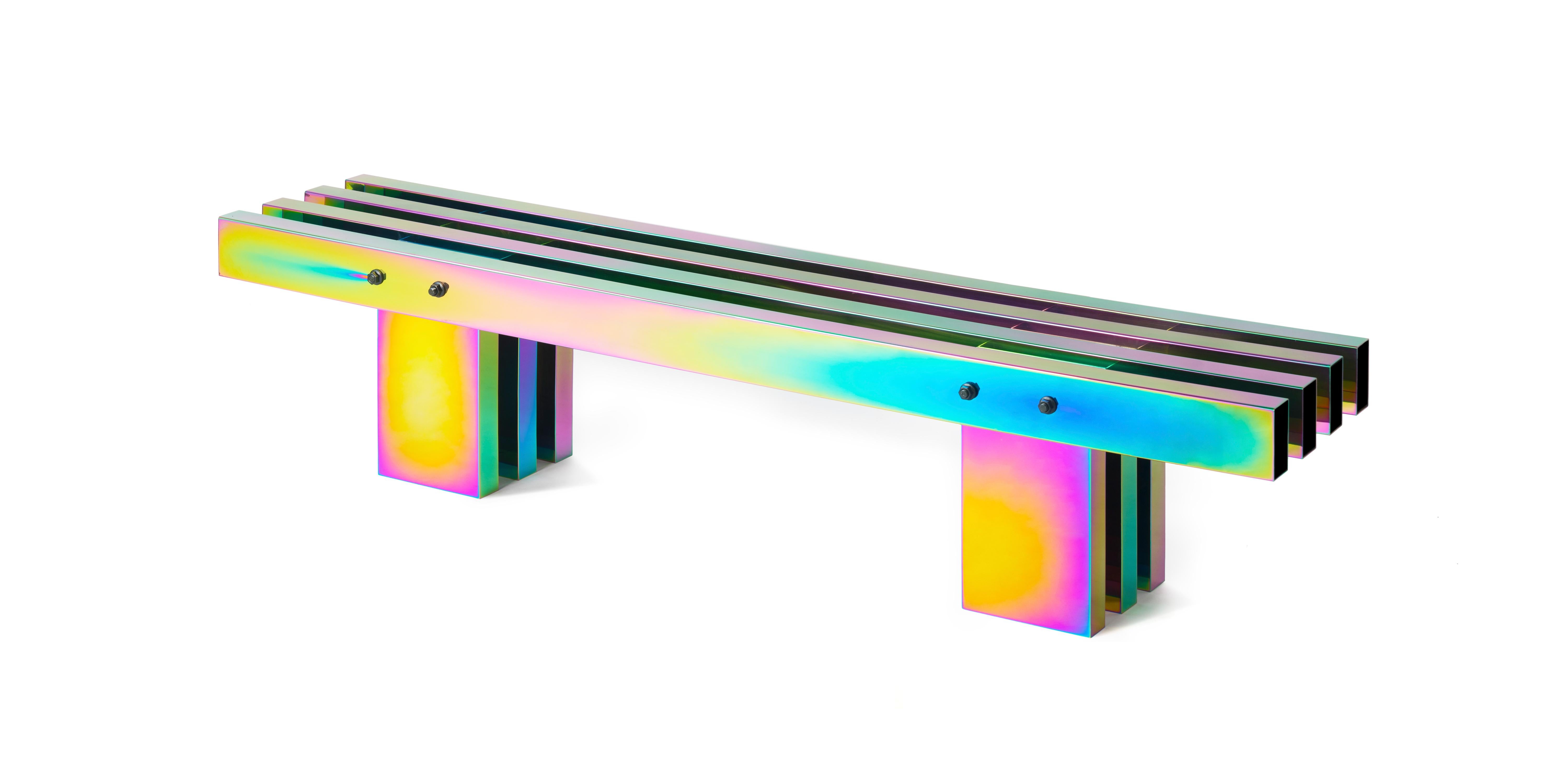 Contemporary Bench, HOT collection, Gradient Stainless Steel 'Medium' For Sale 2