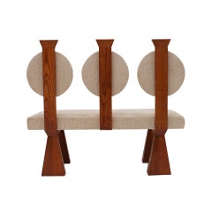 Banco Contemporáneo de Roble Macizo y Bouclé de Lana, Italia