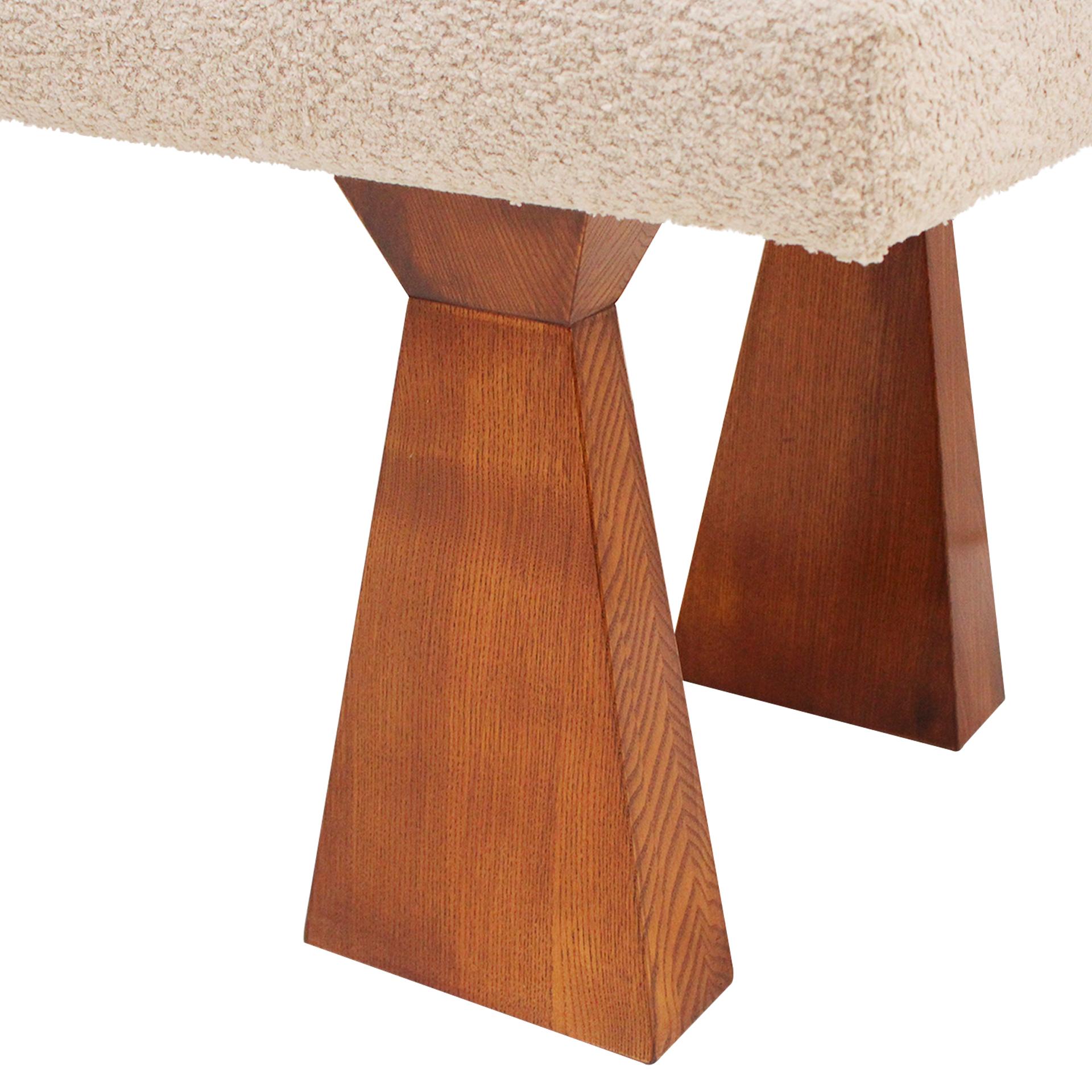 Panchina contemporanea in Oak massiccio e Bouclé di lana, Italia in vendita 3