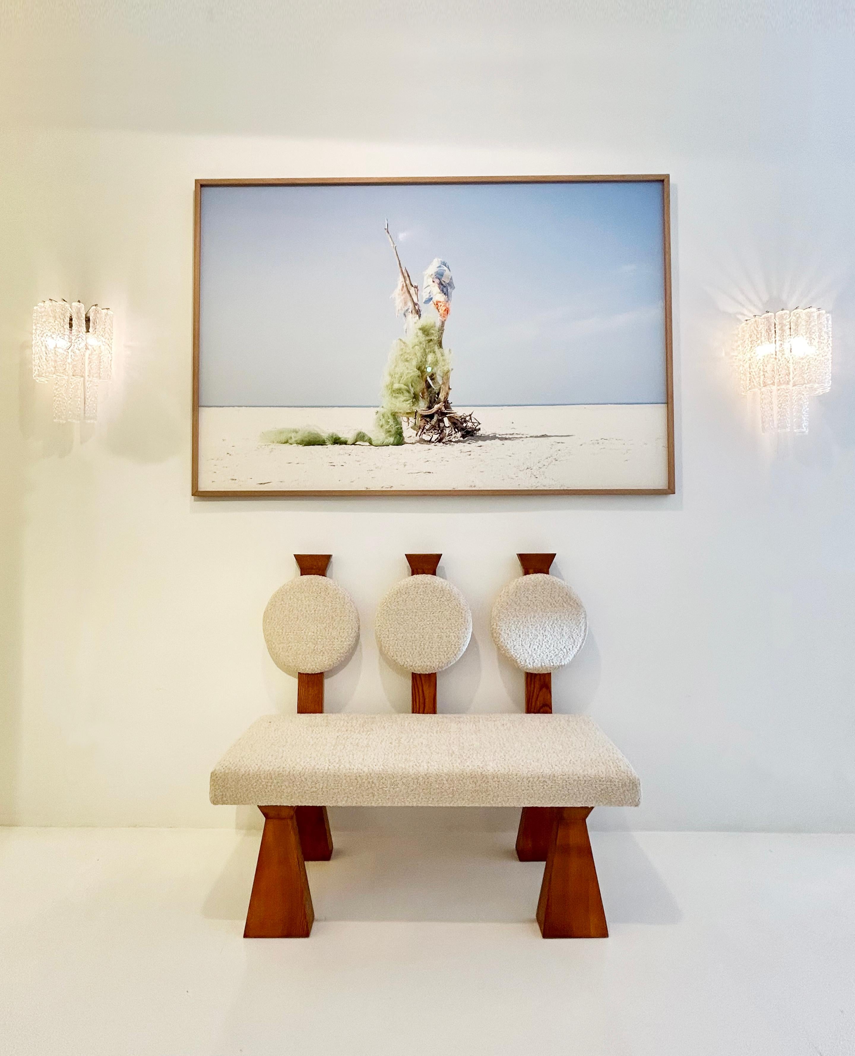 Panchina contemporanea in Oak massiccio e Bouclé di lana, Italia in vendita 4