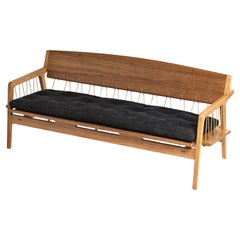 Banc contemporain en bois de feuillus tropical et cordon de Ricardo Graham Ferreira