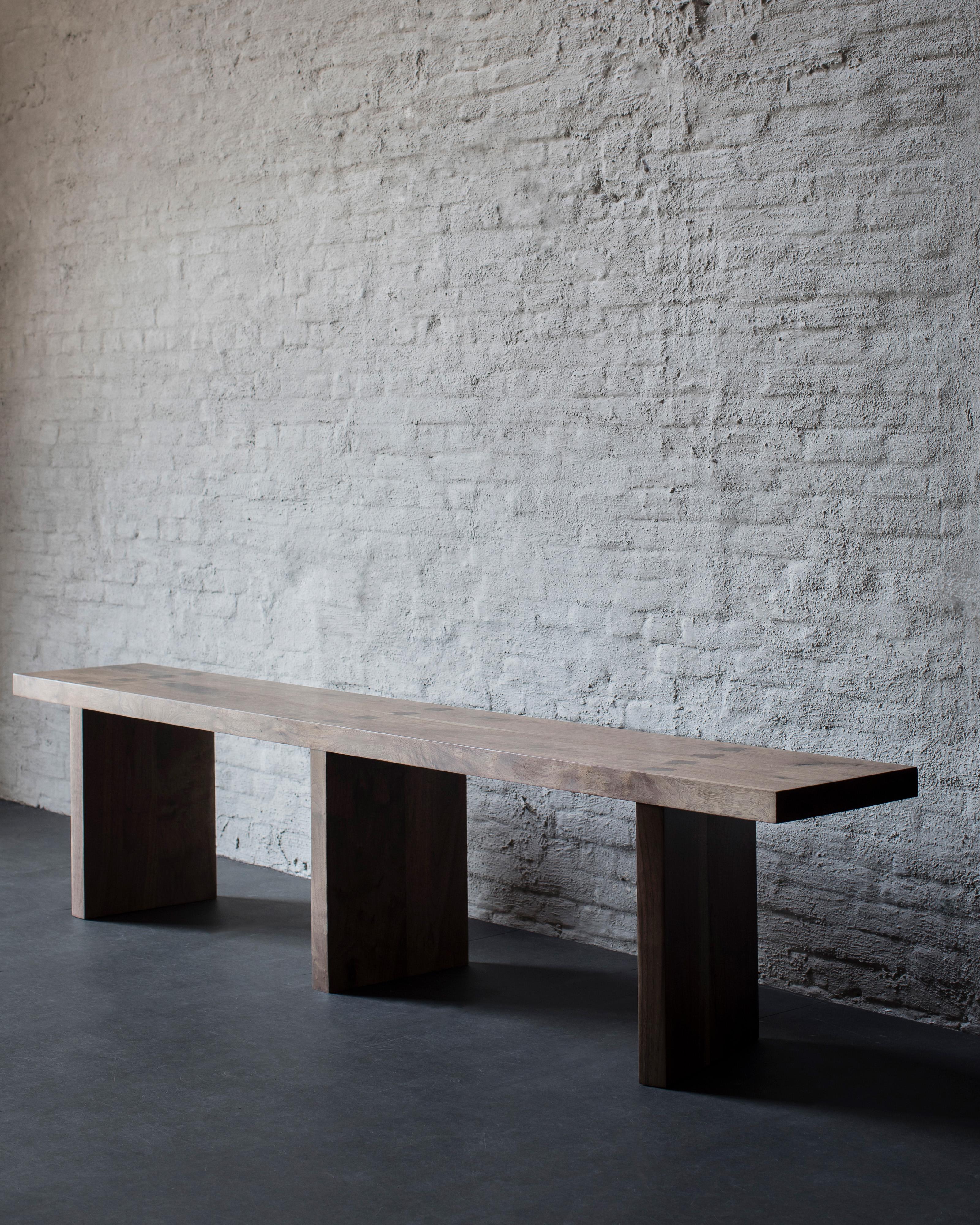Organic Modern Contemporary Bench in Walnut 'Solid' by Atelier 365 x Valerie Objects, Large For Sale