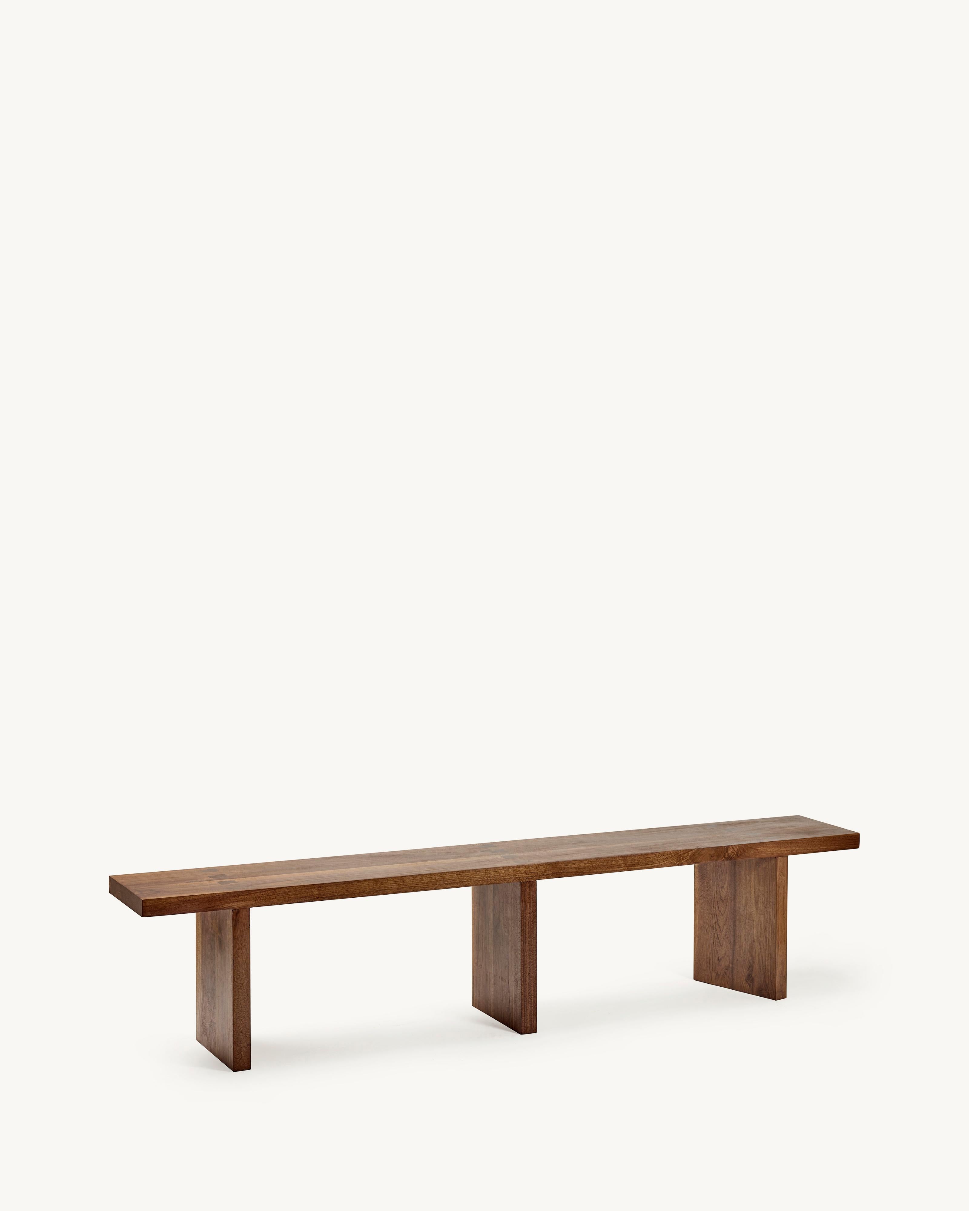 Contemporary Bench in Walnut 'Solid' by Atelier 365 x Valerie Objects, Large In New Condition For Sale In Paris, FR