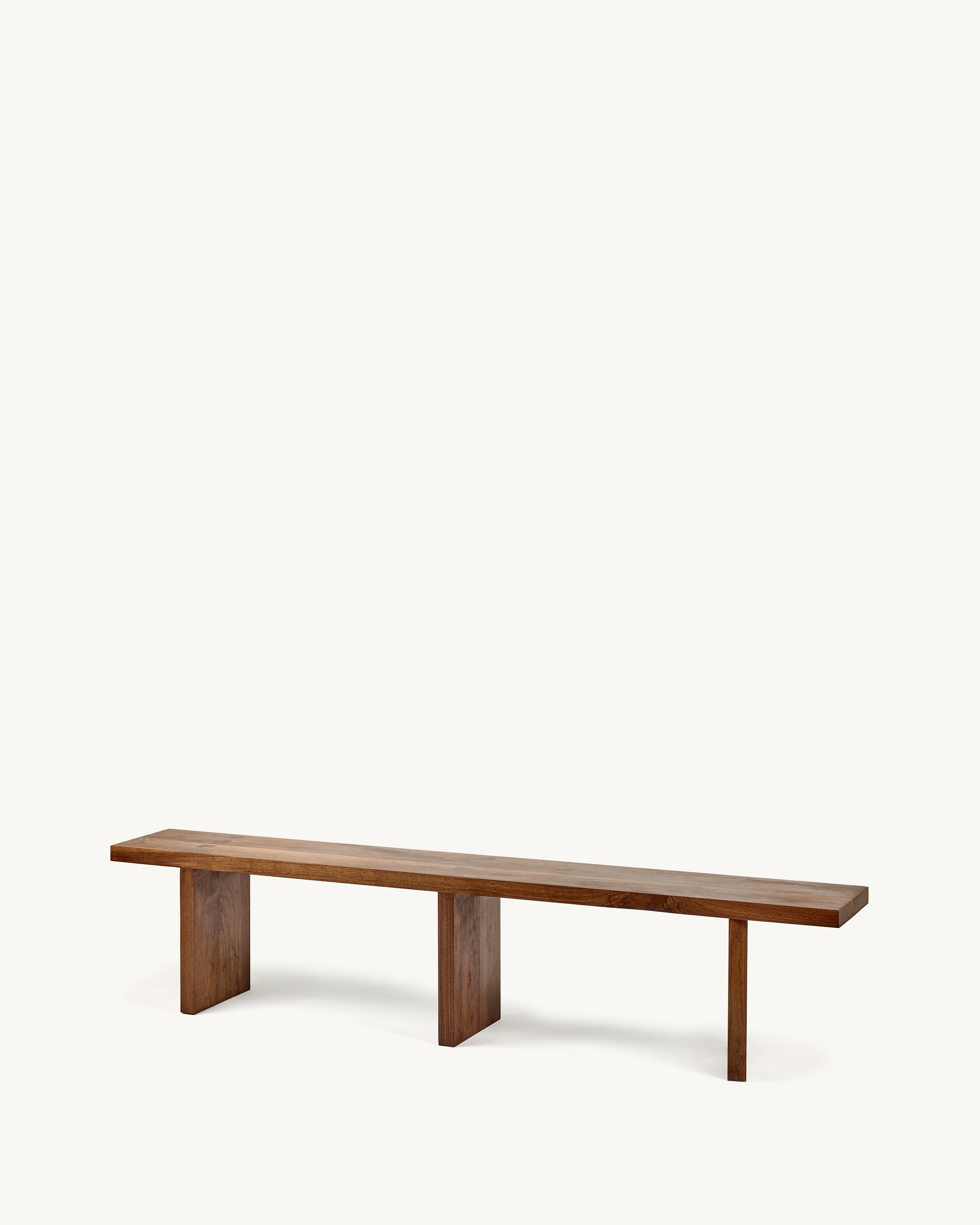 Contemporary Bench in Walnut 'Solid' by Atelier 365 x Valerie Objects, Large For Sale 2