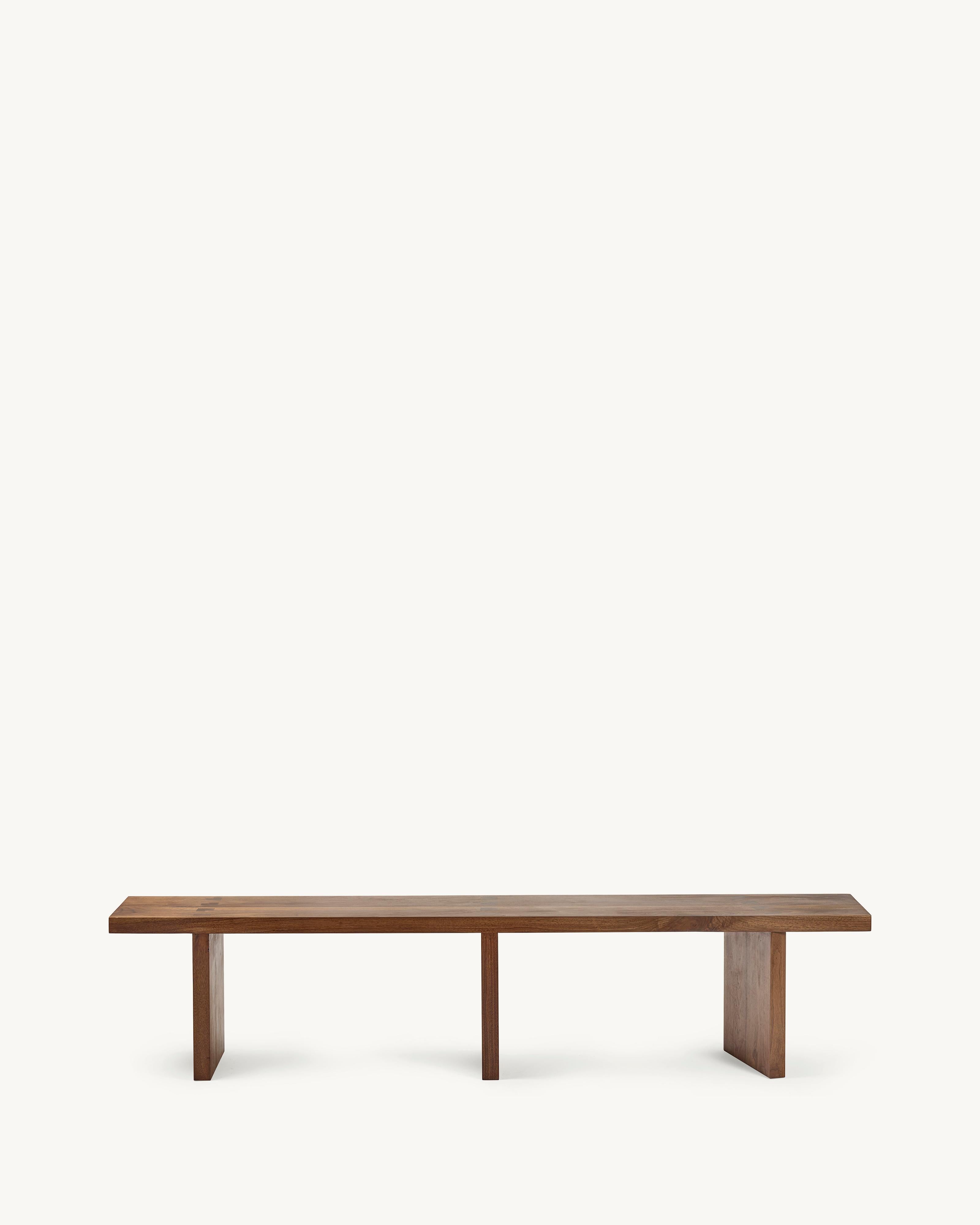 Contemporary Bench in Walnut 'Solid' by Atelier 365 x Valerie Objects, Large For Sale 3