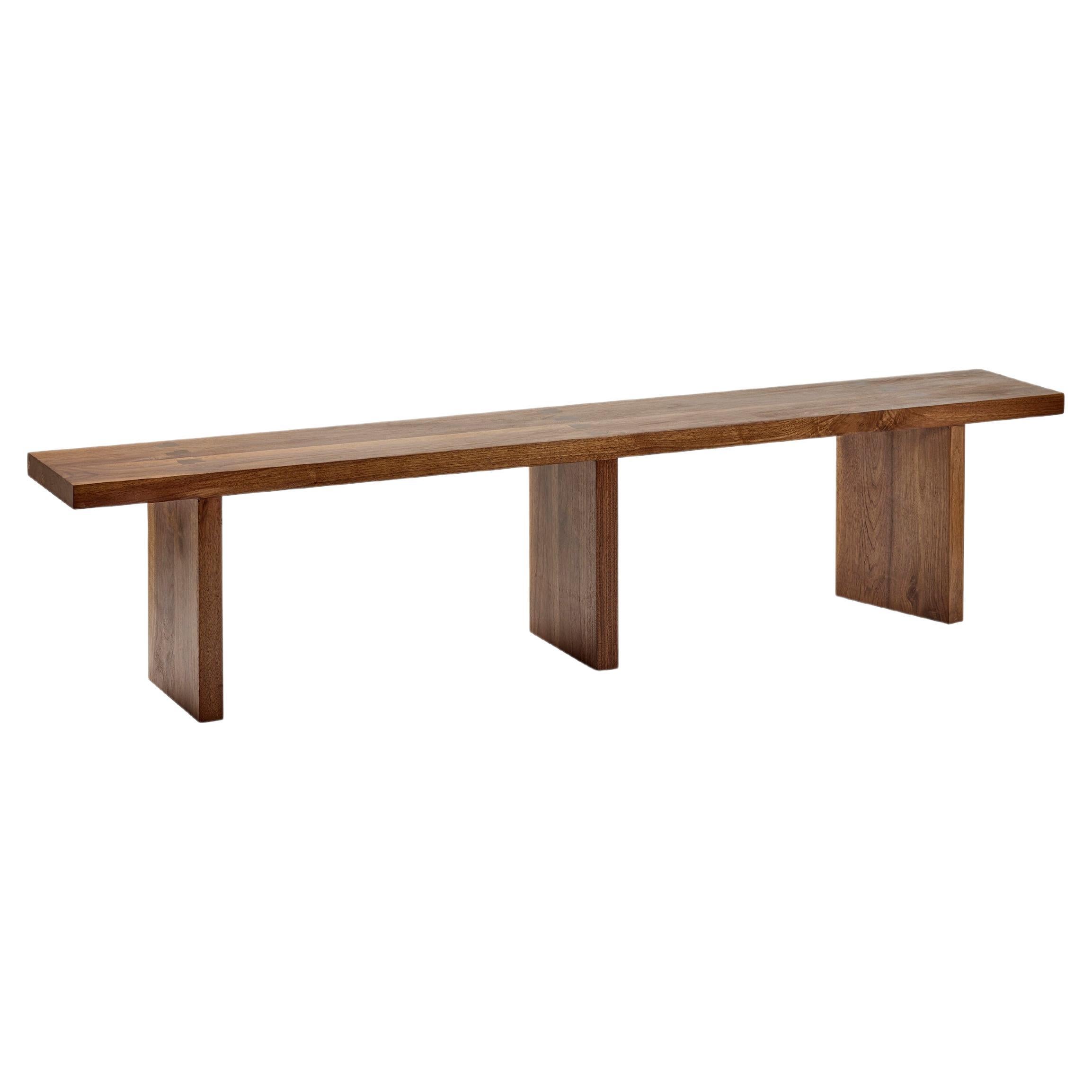 Contemporary Bench in Walnut 'Solid' by Atelier 365 x Valerie Objects, Large For Sale