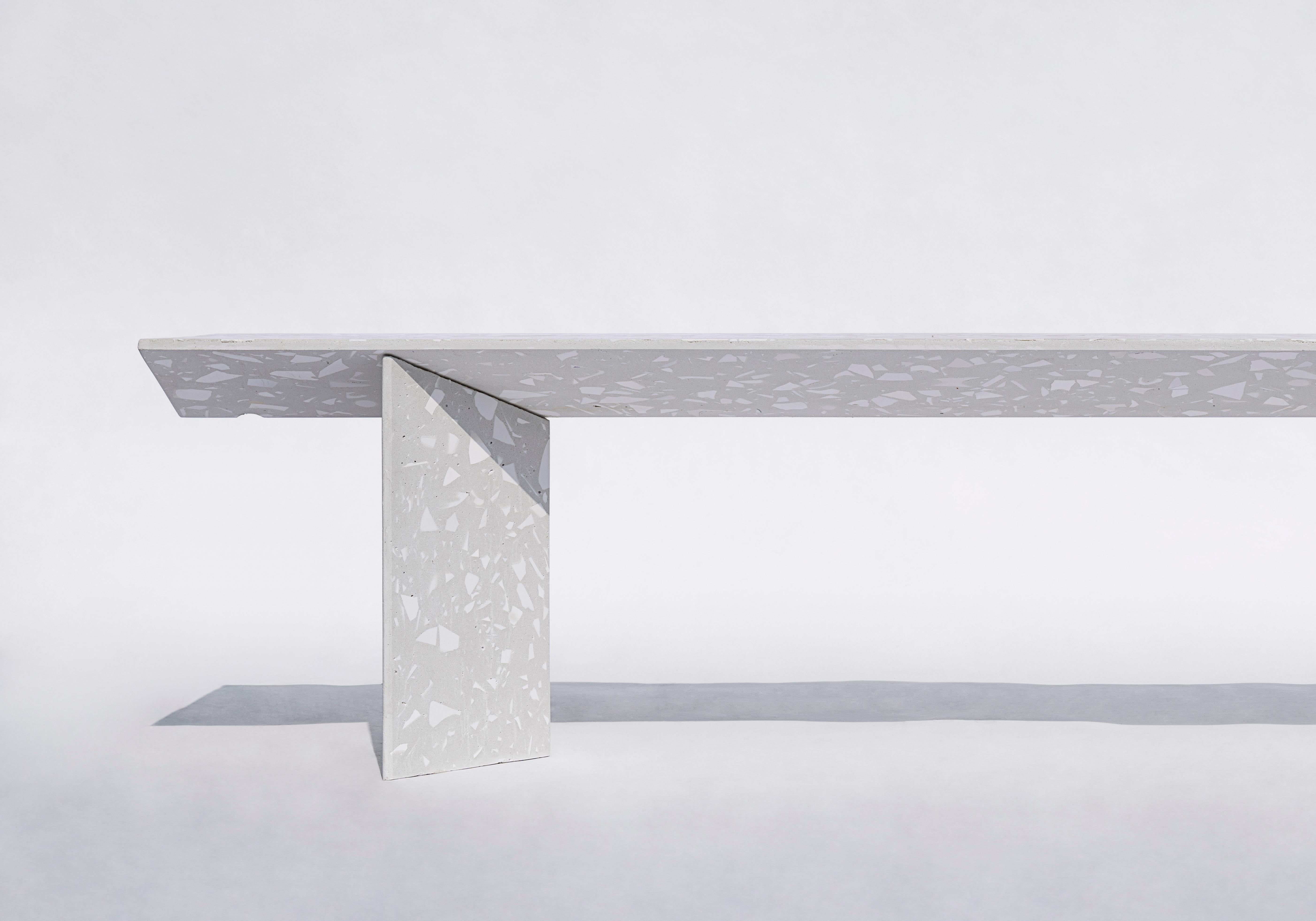 LIANG 1 Bench by Bentu Design

Concrete and ceramic waste / Terrazzo
2000×400×445 mm 
140 kg
Outdoor use: OK

--
Bentu Desing is a Guangzhou-based experimental design studio that explores concepts of product, space and environment through