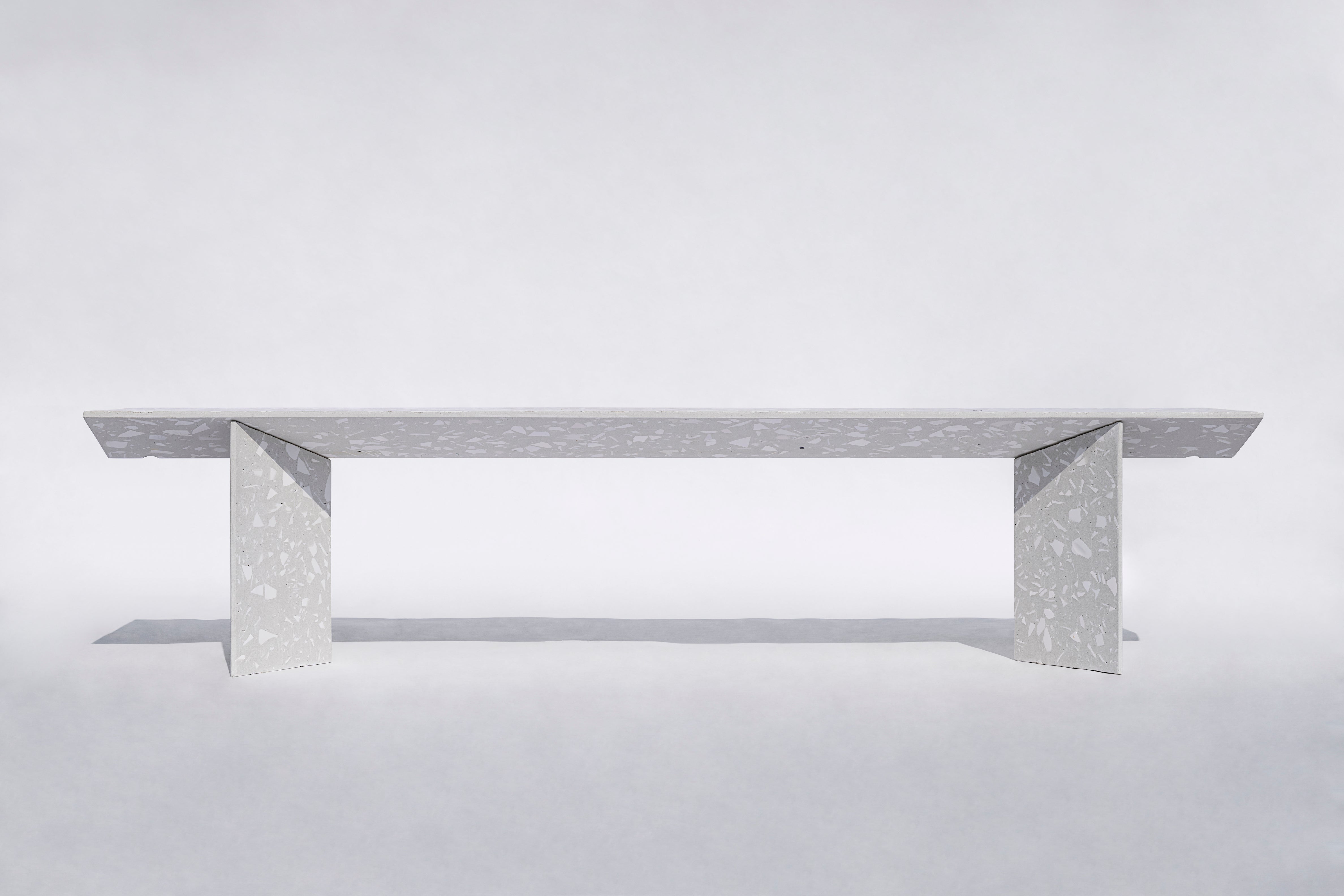 LIANG 1 Bench by Bentu Design

Concrete and ceramic waste / Terrazzo
2000×400×445 mm 
140 kg
Outdoor use: OK

--
Bentu Desing is a Guangzhou-based experimental design studio that explores concepts of product, space and environment through