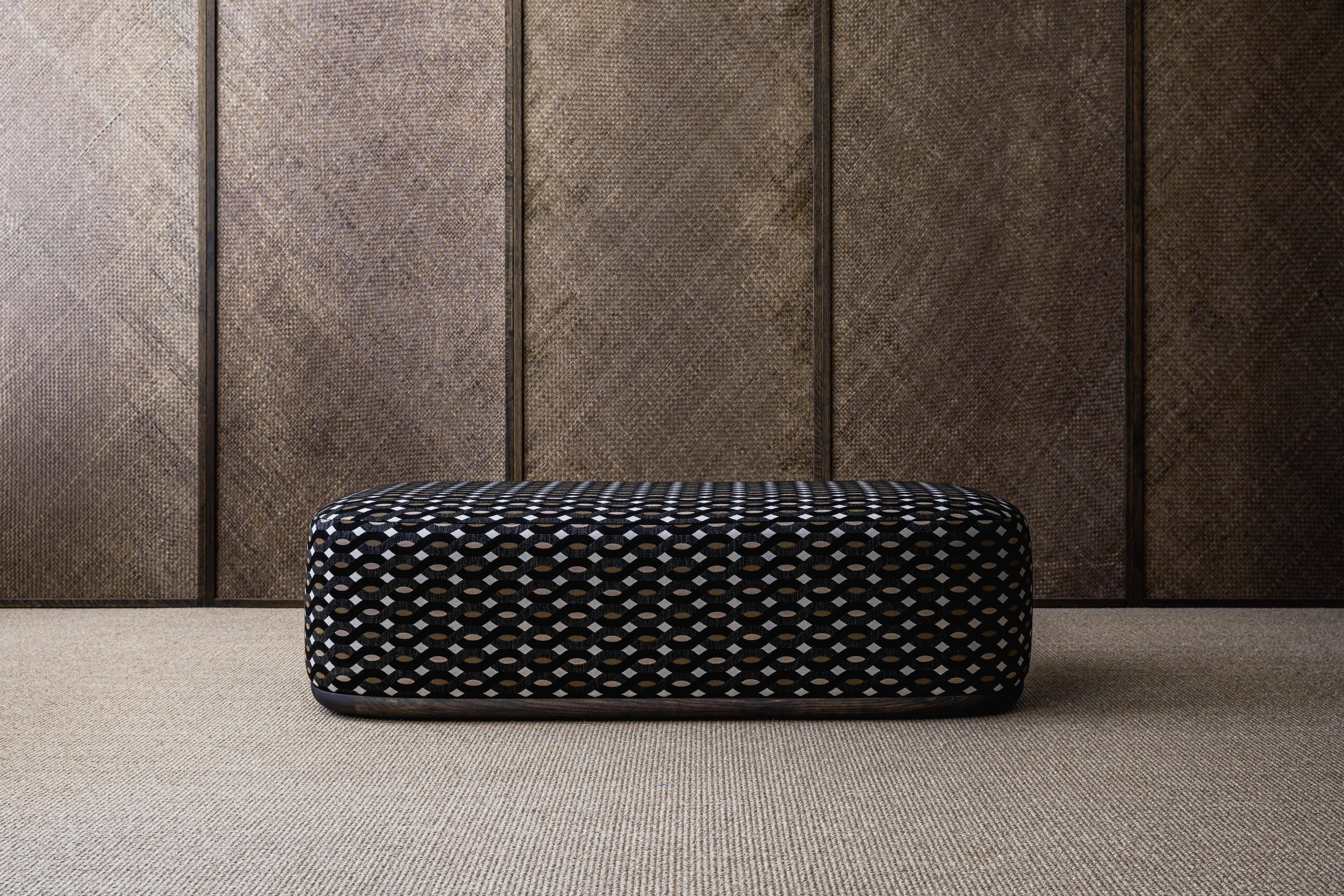 Organic Modern Contemporary Bench 'Unio' by Poiat, Chivasso Yang 95 Fabric For Sale