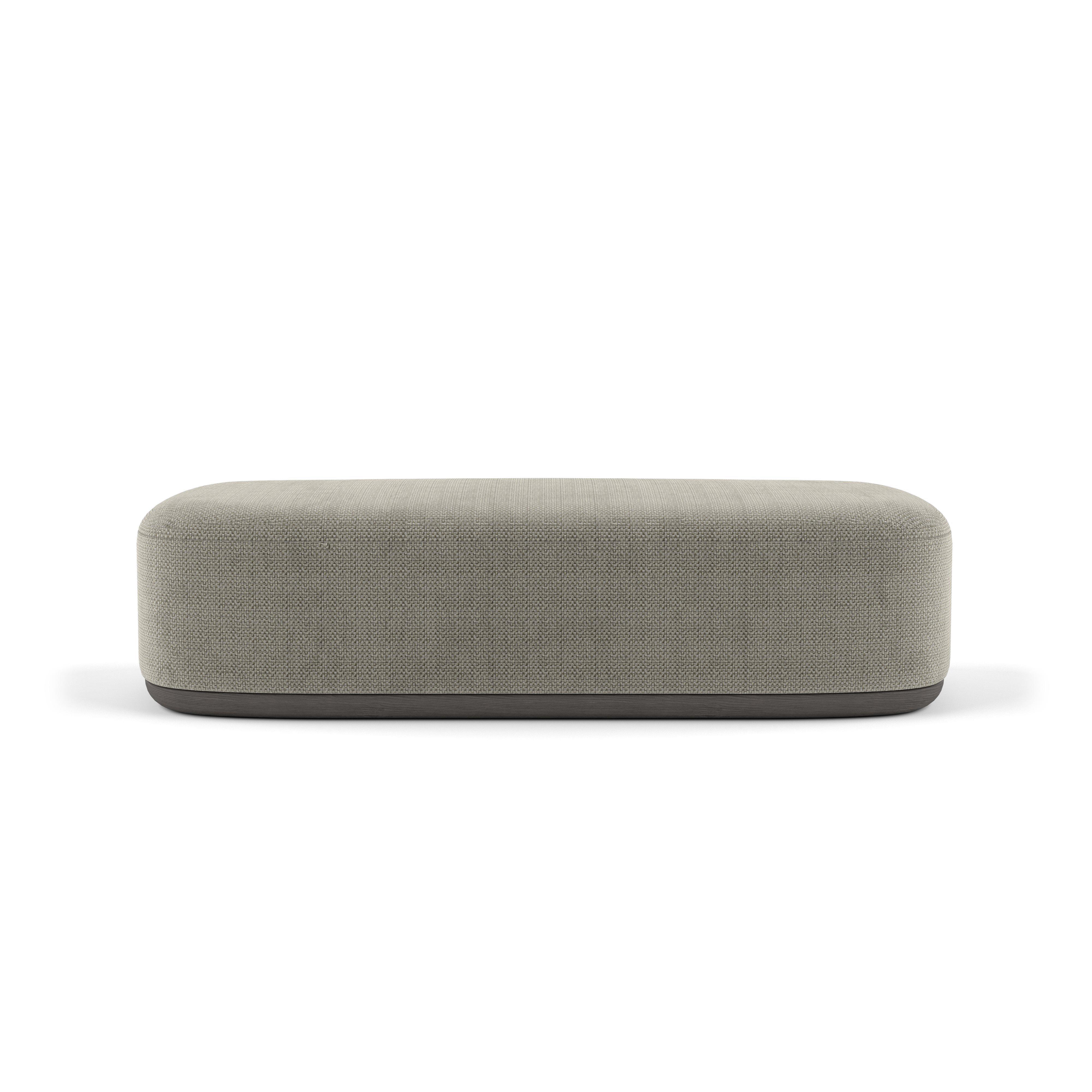 Unio Bench by Poiat 
Designers: Timo Mikkonen & Antti Rouhunkoski 

Collection UNIO 2023

Dimensions: H. 40 x W. 150 D. 72 cm SH. 40 
Model shown: Cat 3. Hanoi 04 by Pierre Frey
 
The Unio Collection, featuring an armchair, ottomans, sofas, marks a
