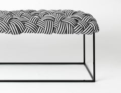 Contemporary Bench with Handwoven B&W Upholstery - CUSTOM ITEM FOR DENISE