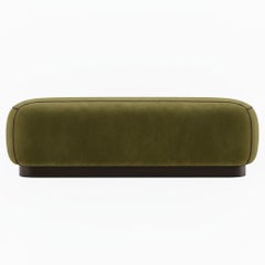 Banc contemporain avec base en Wood Wood et assise tapissée