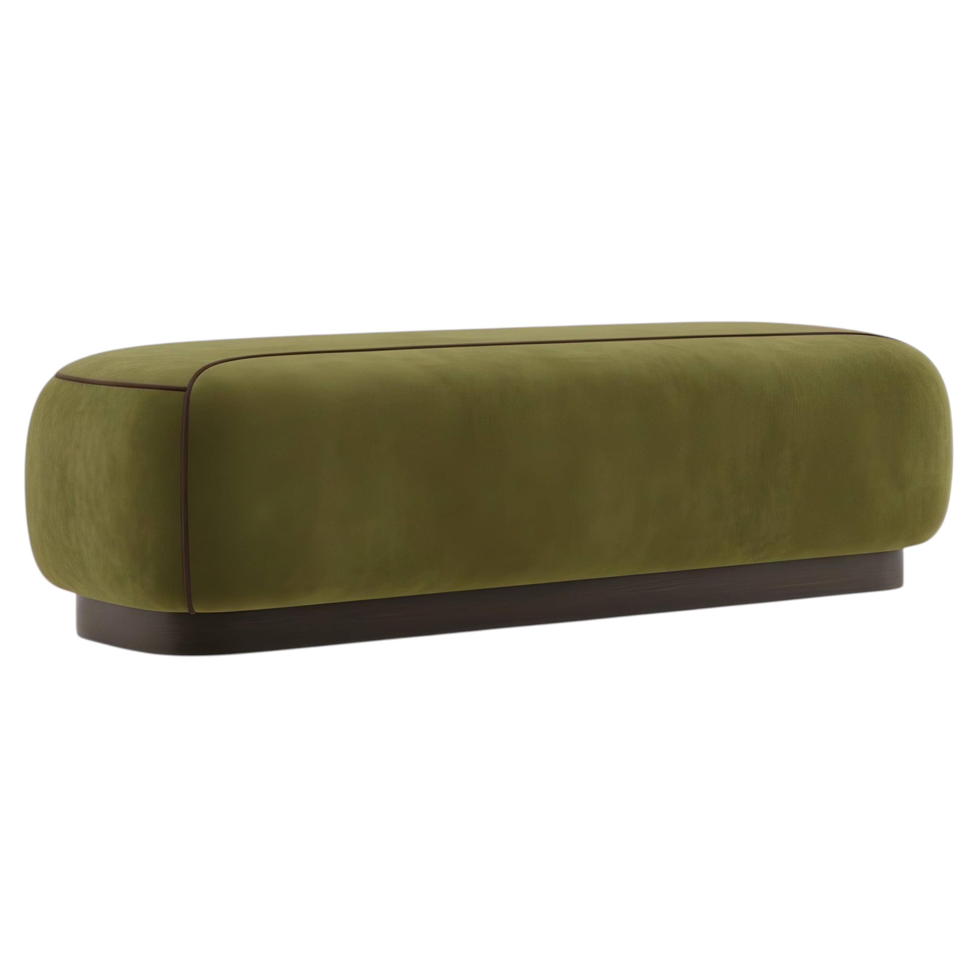 Contemporary Bench with Solid Wood Base and Upholstered Seat