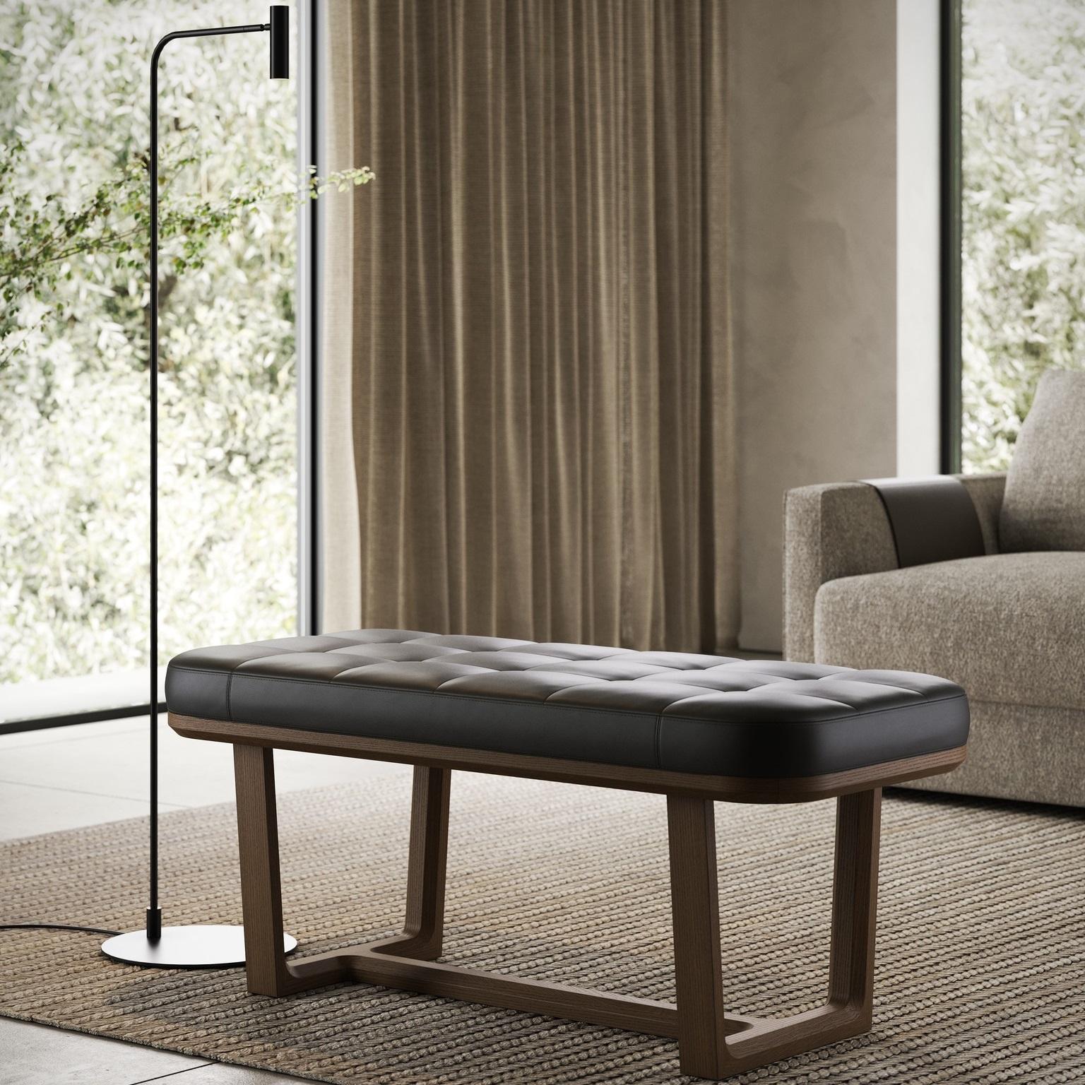 Contemporary Bench with Solid Wooden Structure with Leather Seat en vente 1