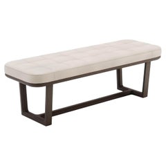Contemporary Bench with Solid Wooden Structure with Leather Seat