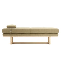 Contemporary Bench with Solid Wooden Structure with velvet Seat