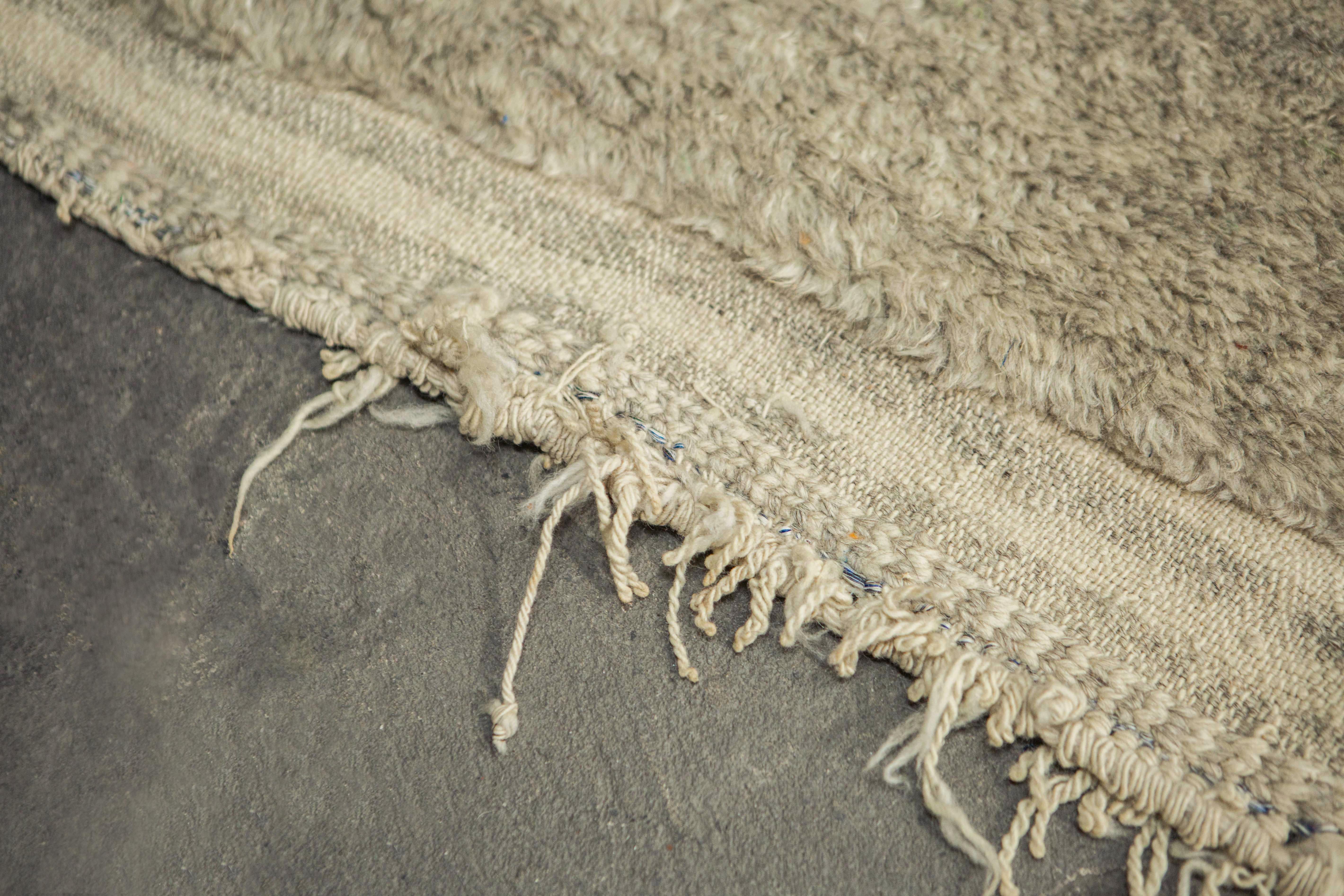 Contemporary Neutral  Beni Ouarain Moroccan Rug    11'2