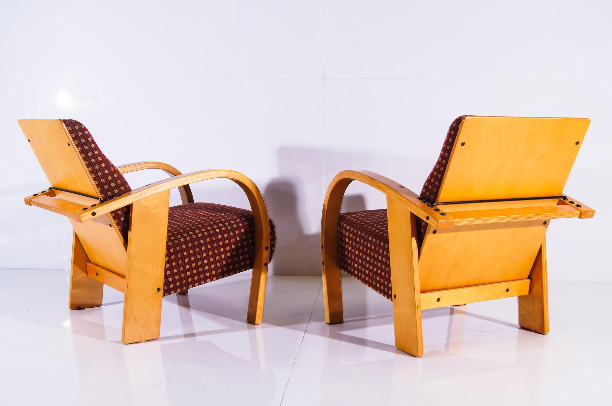 Fabric Contemporary Bentwood Arm Chairs