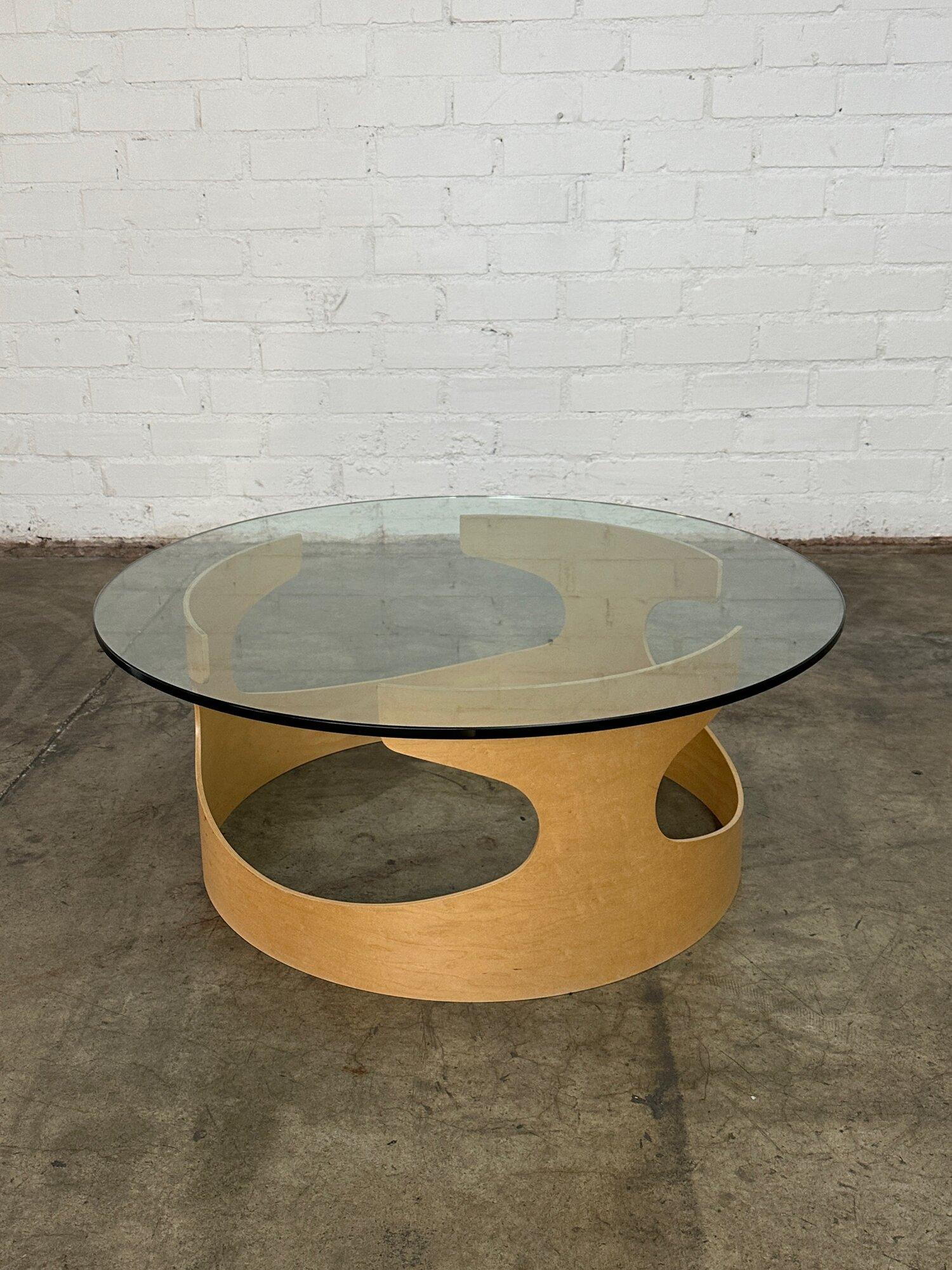 Contemporary Bentwood & Glass Coffee Table For Sale 8