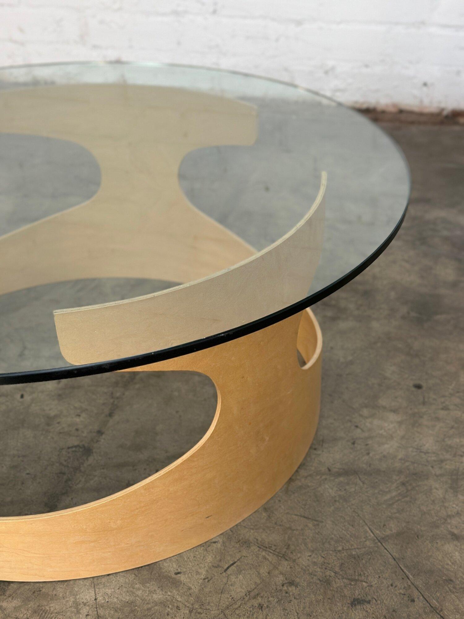 Contemporary Bentwood & Glass Coffee Table In Good Condition For Sale In Los Angeles, CA