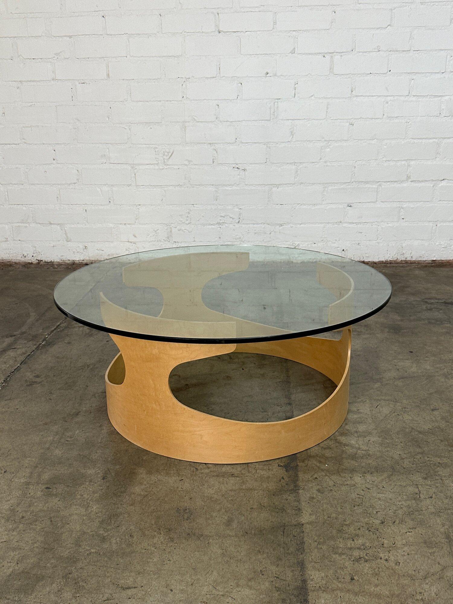 Contemporary Bentwood & Glass Coffee Table For Sale 3