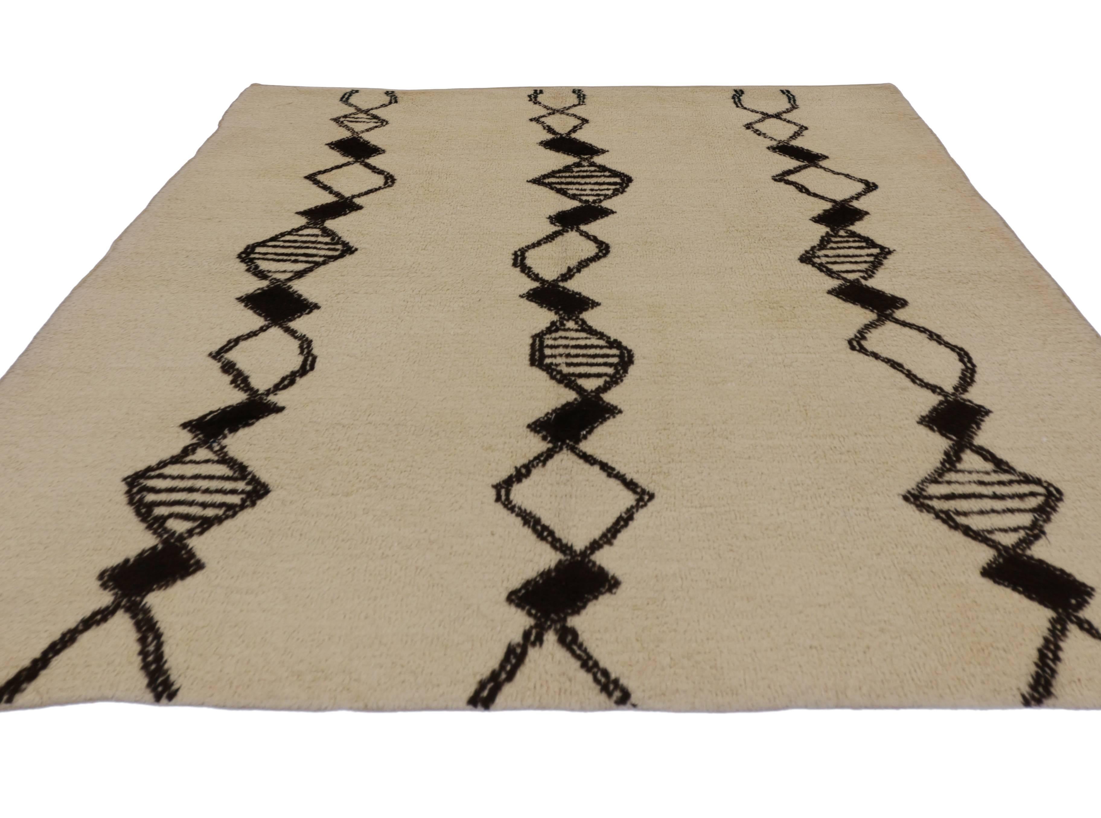 Contemporary Berber Moroccan Rug with Minimalist Bauhaus Style 3