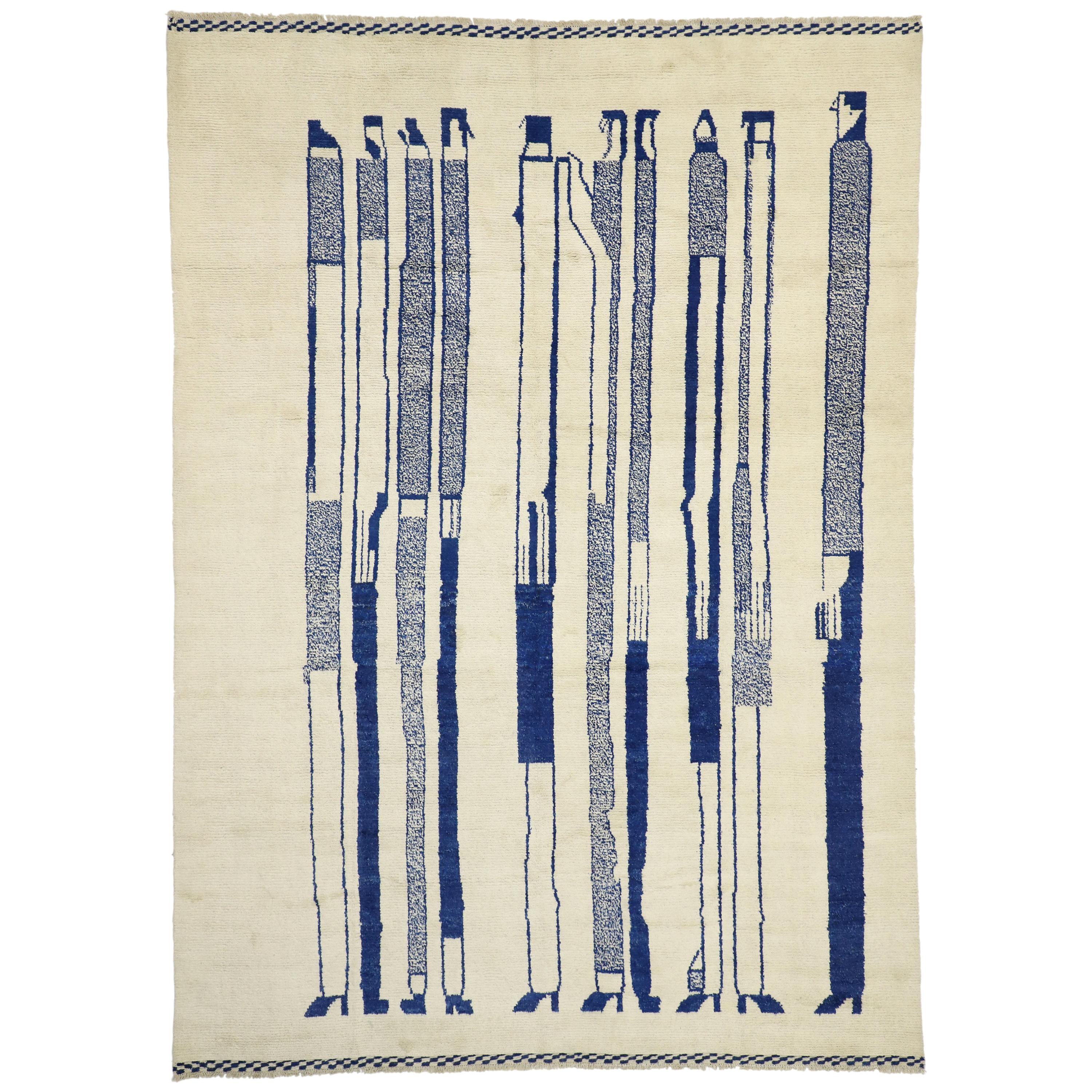 New Contemporary Moroccan Style Rug Inspired by Alberto Giacometti Dogon Tribe