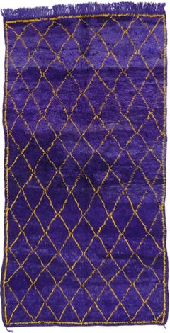 Contemporary Berber Moroccan Rug with Boho Chic Style in Purple and Yellow Gold