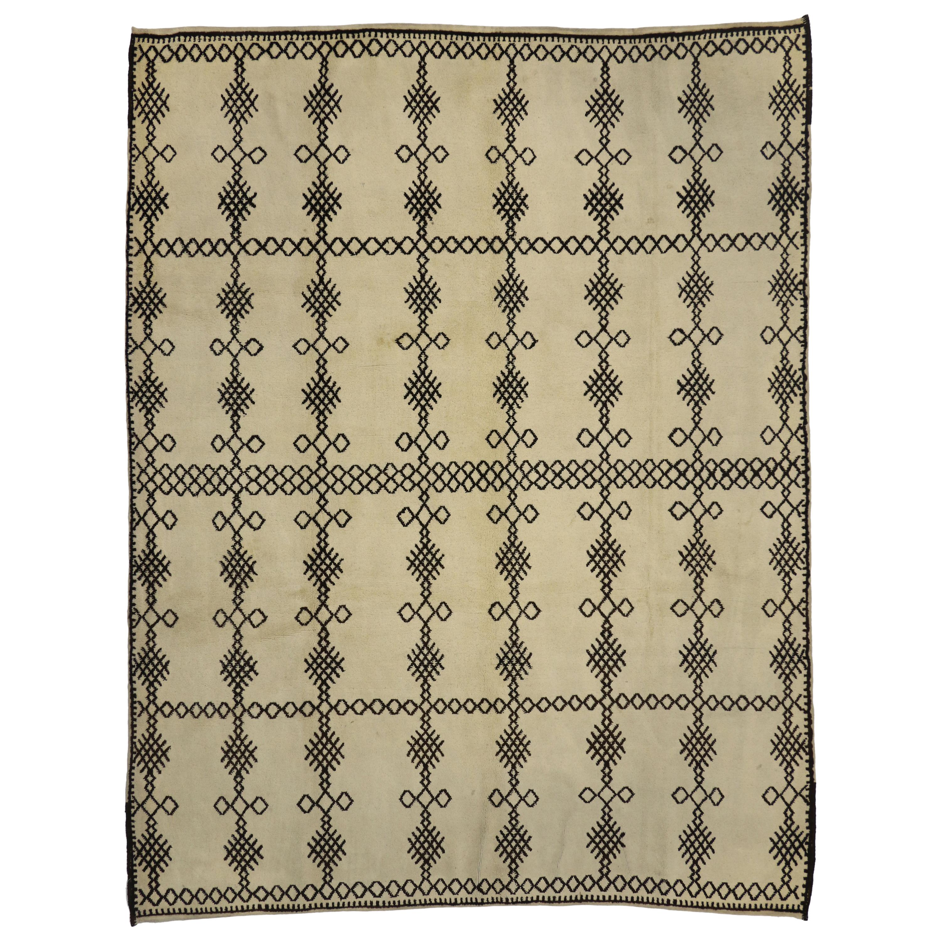 Large Berber Rug with H Link Diamond Pattern at 1stDibs