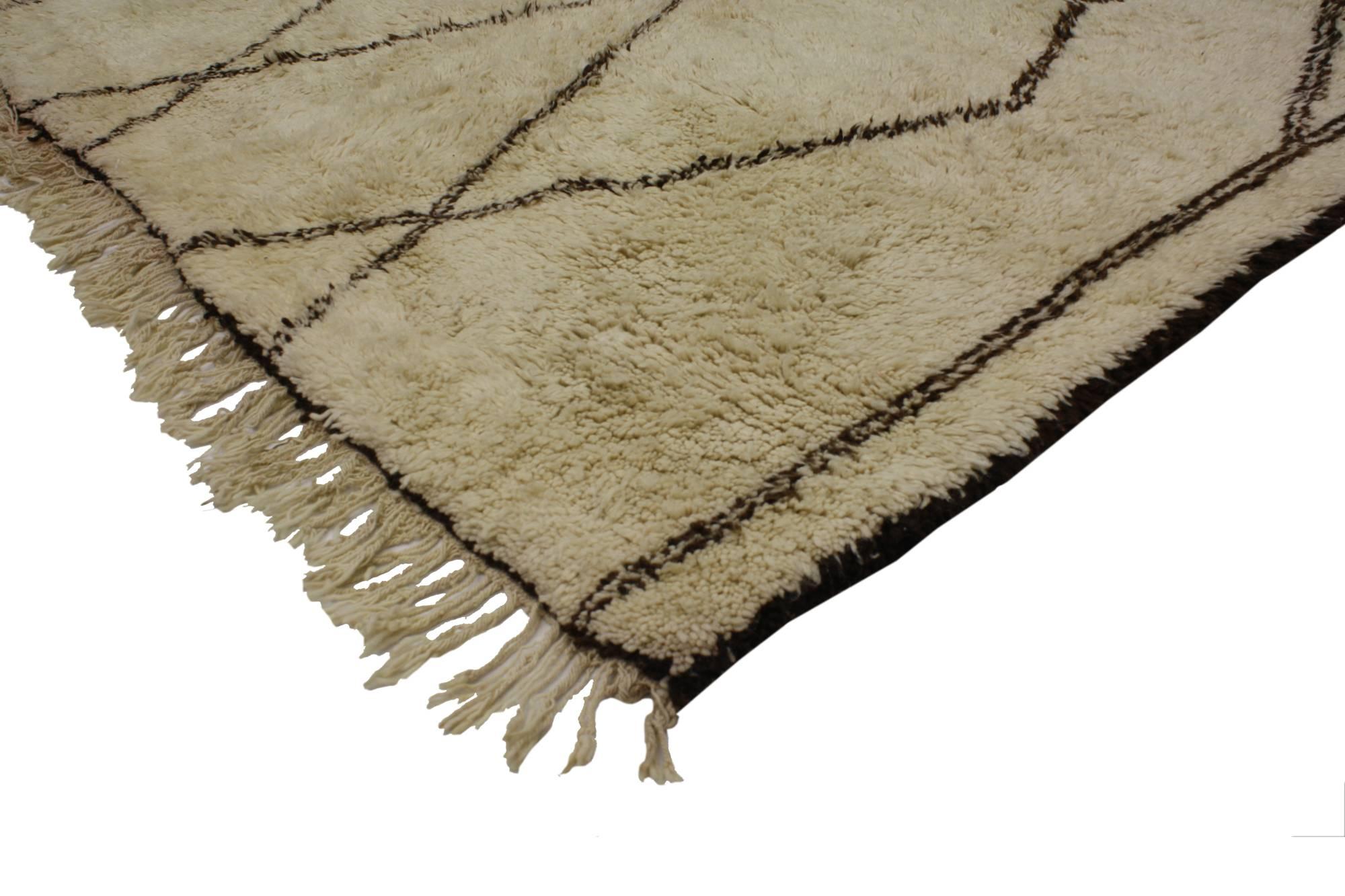 Hand-Knotted Contemporary Berber Moroccan Rug with Modern Bauhaus Style