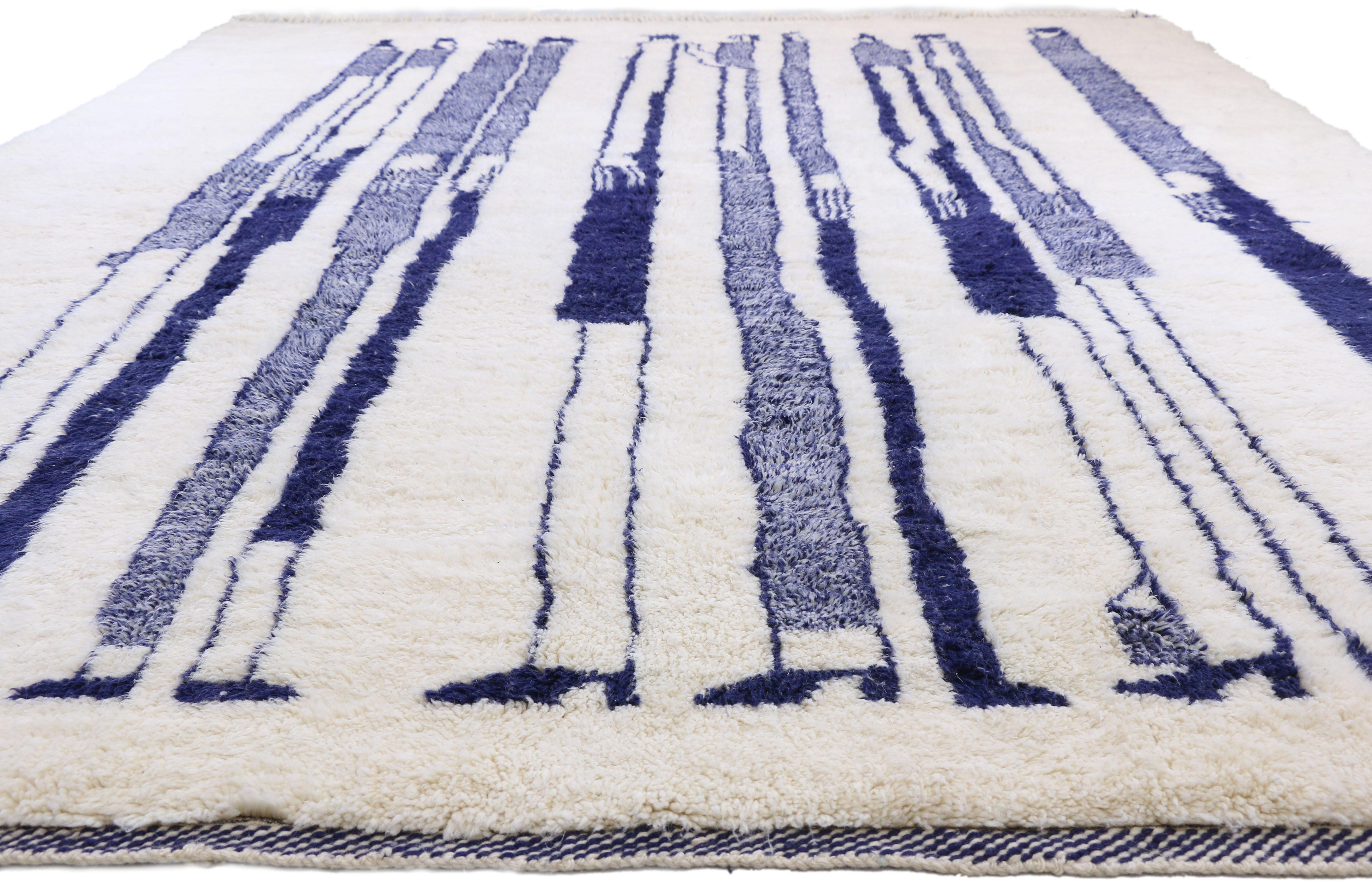 Expressionist Contemporary Berber Moroccan Rug with Modern Silhouette and Jazz Age Style