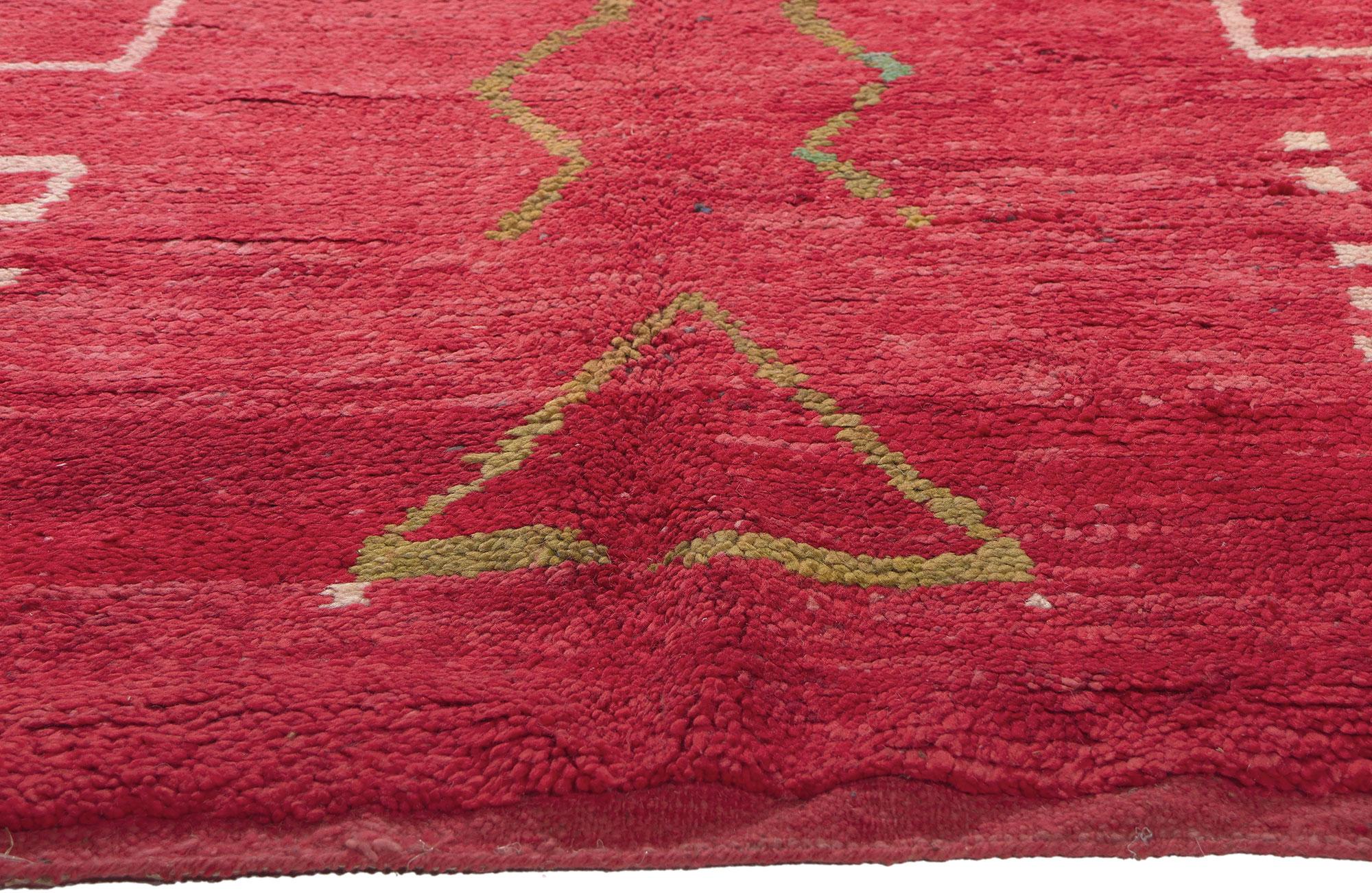 Hand-Knotted Vintage Red Boujad Moroccan Rug, Tribal Enchantment Meets Cozy Nomad For Sale